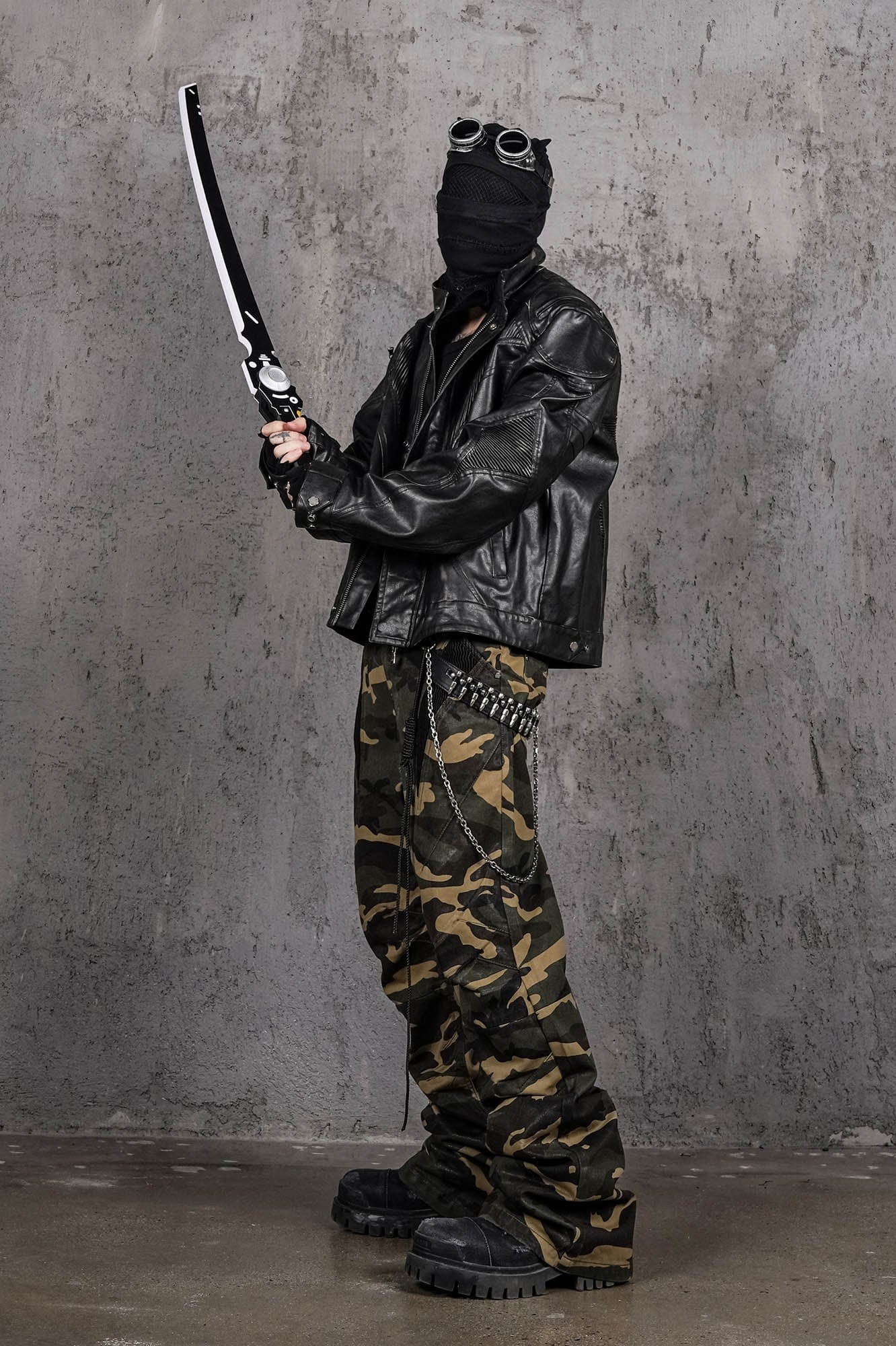 UNDERWATER Distressed Midnight Fang Faux Leather Biker Jacket-Jacket-S-Free Shipping Leatheretro