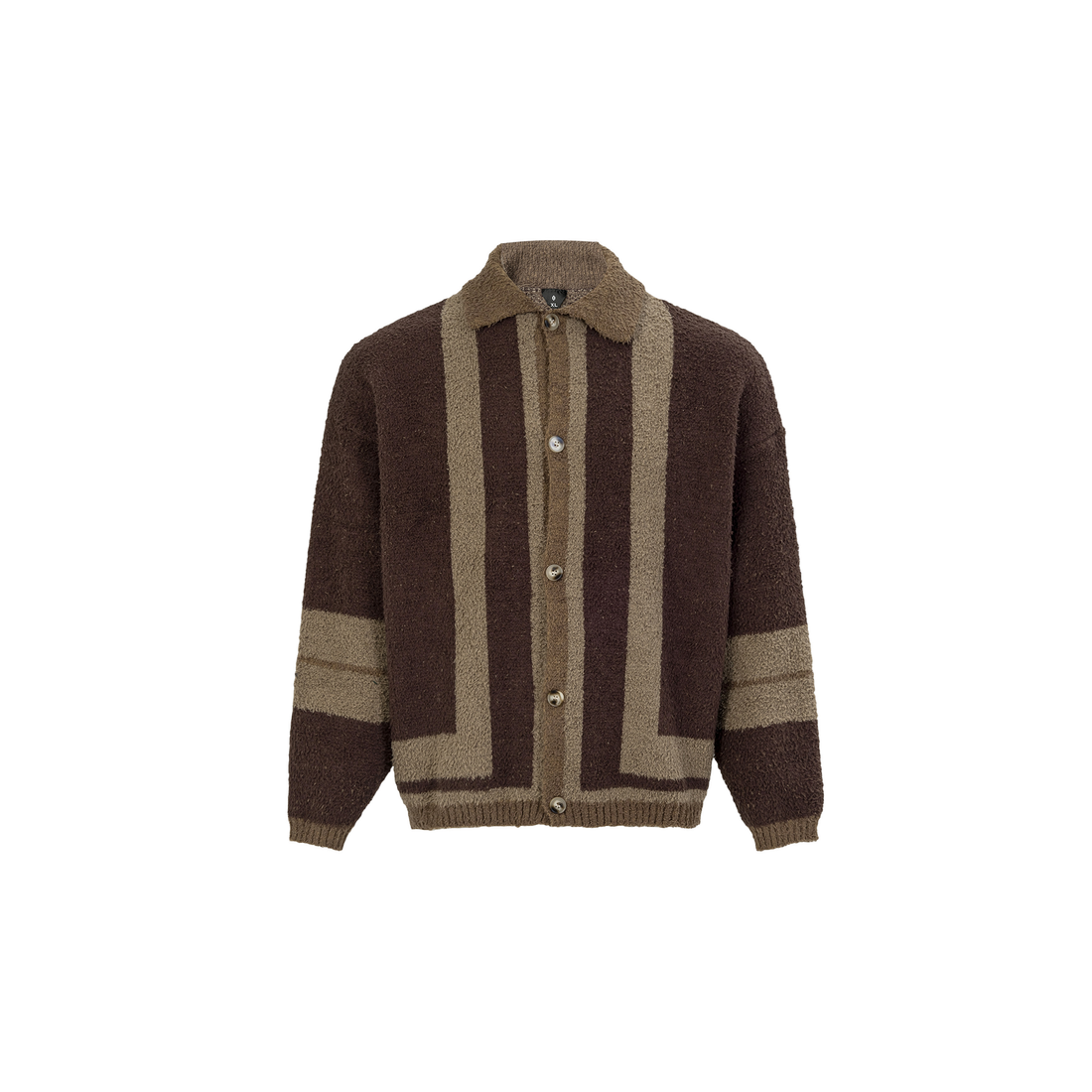 OVDY Retro Contrast Stripe Collar Knit Cardigan-Jacket-S-White-Free Shipping Leatheretro