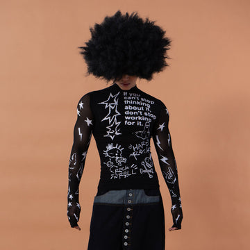 CLP Full-Print Graffiti Mesh Long-Sleeve Tee-L/S Tee-M (Preorder)-Free Shipping Leatheretro
