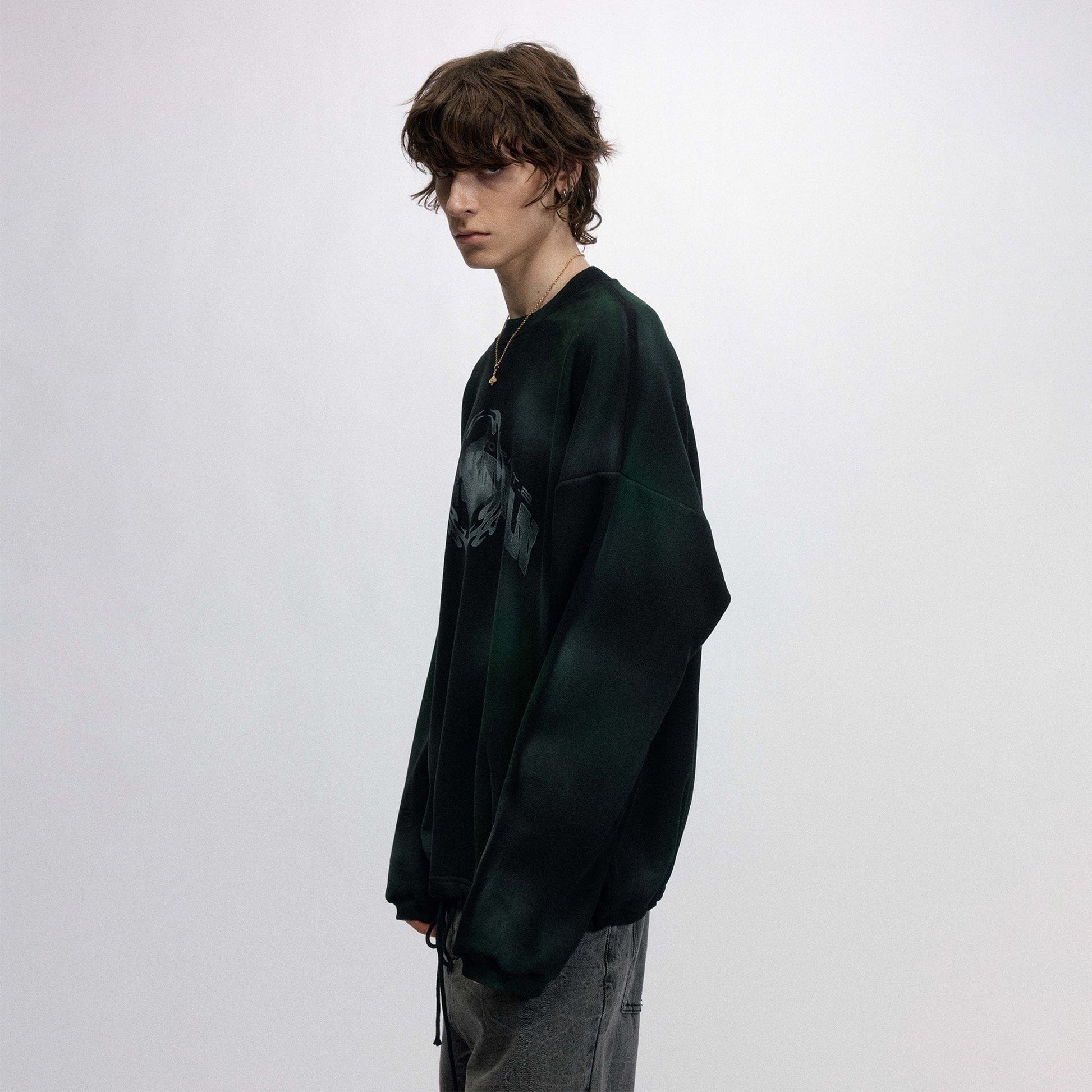 OVDY Faded Graphics Draw-String Long-Sleeve Tee-L/S Tee-S-White-Free Shipping Leatheretro