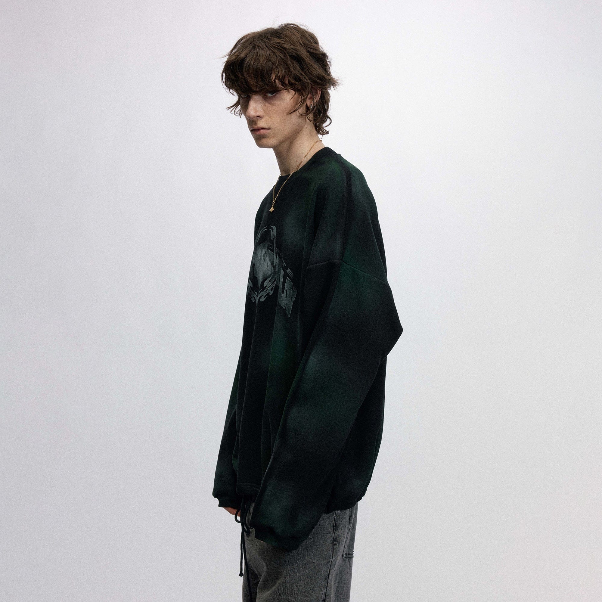 OVDY Faded Graphics Draw-String Long-Sleeve Tee-L/S Tee-S-White-Free Shipping Leatheretro
