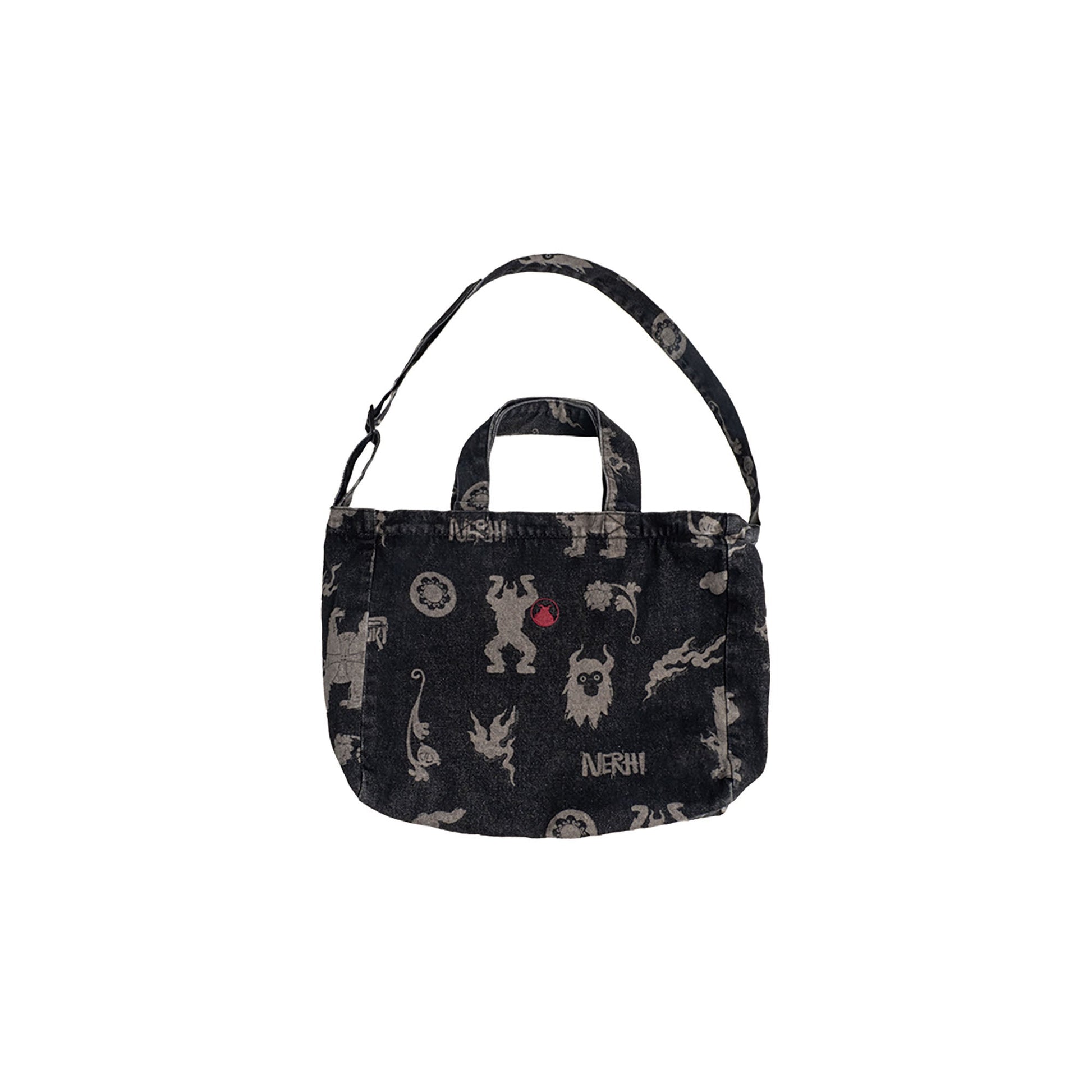 NERHI Tribal Totem Full-Print Shoulder Bag-Bag-Black (Preorder)-Free Shipping Leatheretro
