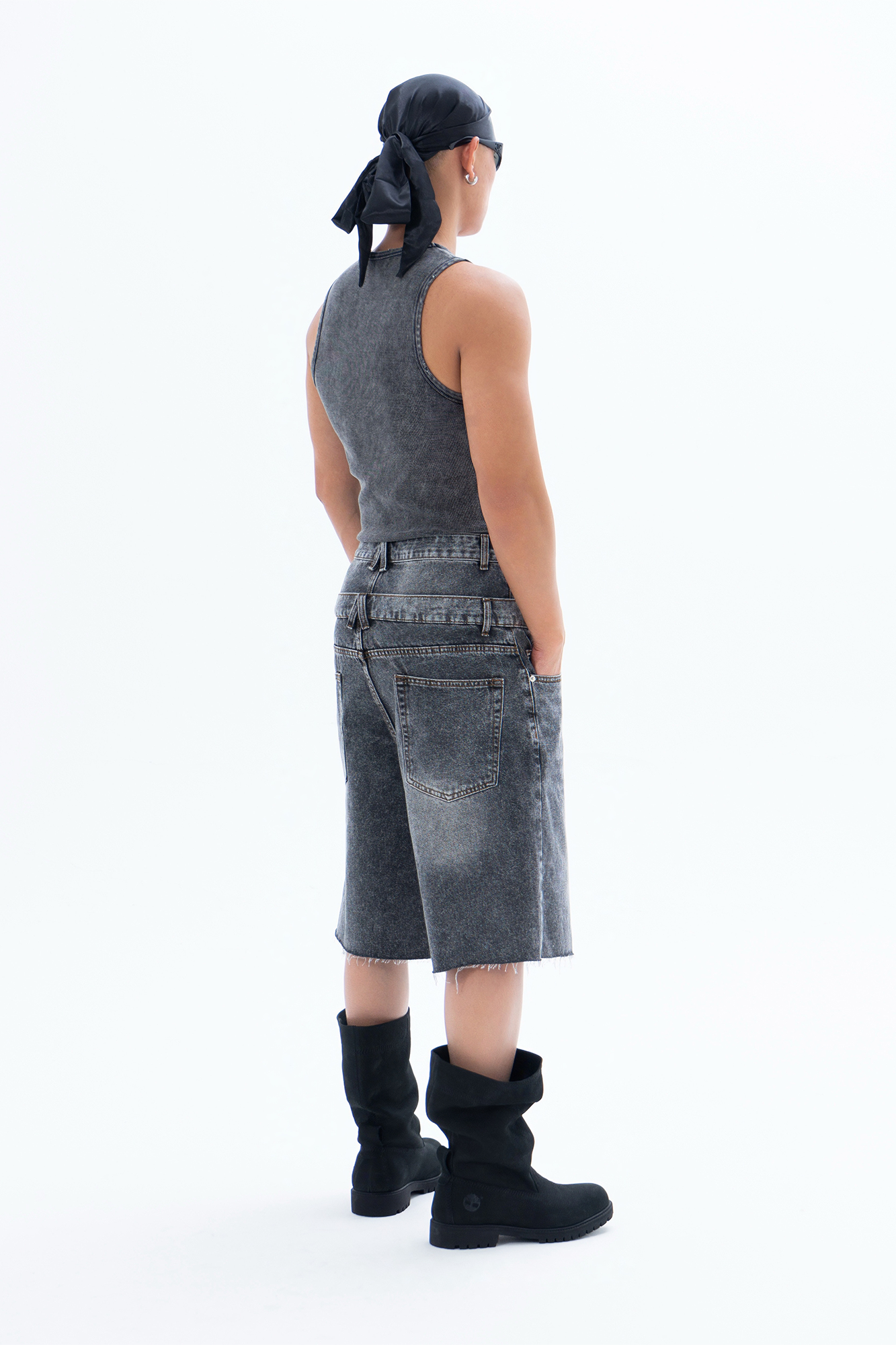 CLP Retro Washed Double-Waist Denim Shorts-Shorts-M / 30"-Free Shipping Leatheretro