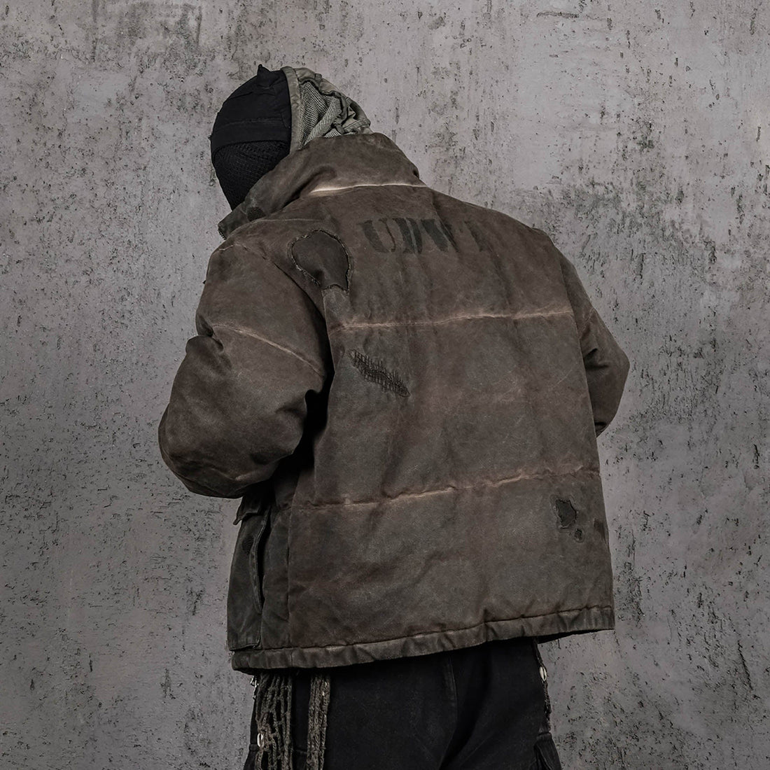 UNDERWATER Distressed Wanderer Patchwork Padded Jacket-Jacket-S-Free Shipping Leatheretro