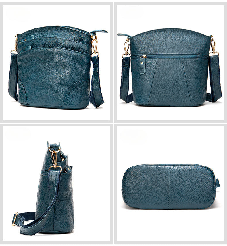 First-layer cowhide shoulder bag, soft cowhide bag, large-capacity genuine leather women's bucket bag.-Handbags-black-19.5cm*9.5cm*21cm-Free Shipping Leatheretro