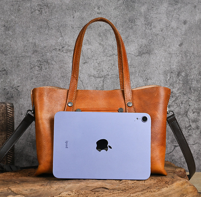 Vintage Genuine Leather Crossbody Bag Tote Bags-Brown-Free Shipping Leatheretro