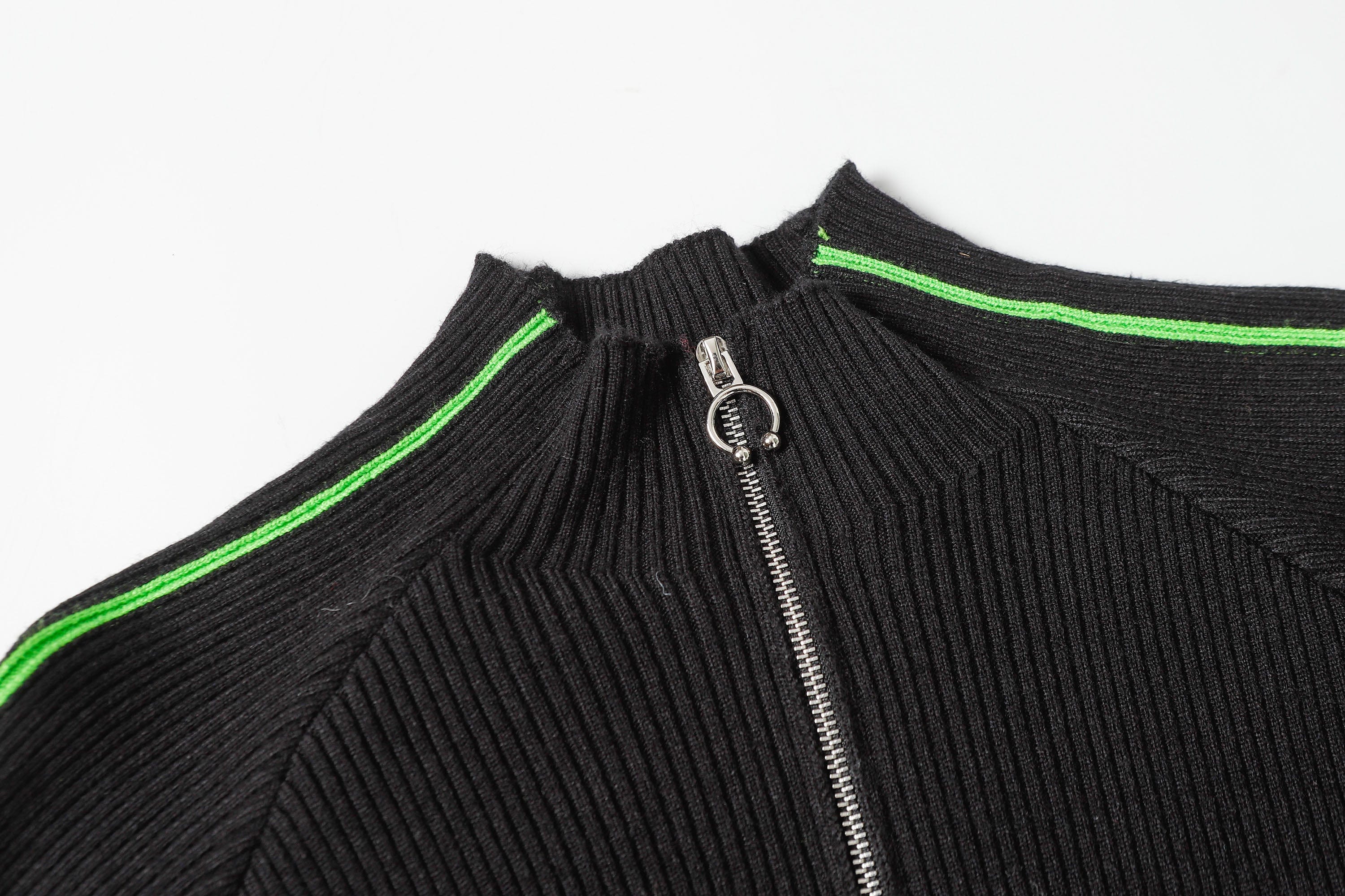 CLP Raglan Half-Zip Ribbed Slim Sweater-Sweater-M-Free Shipping Leatheretro