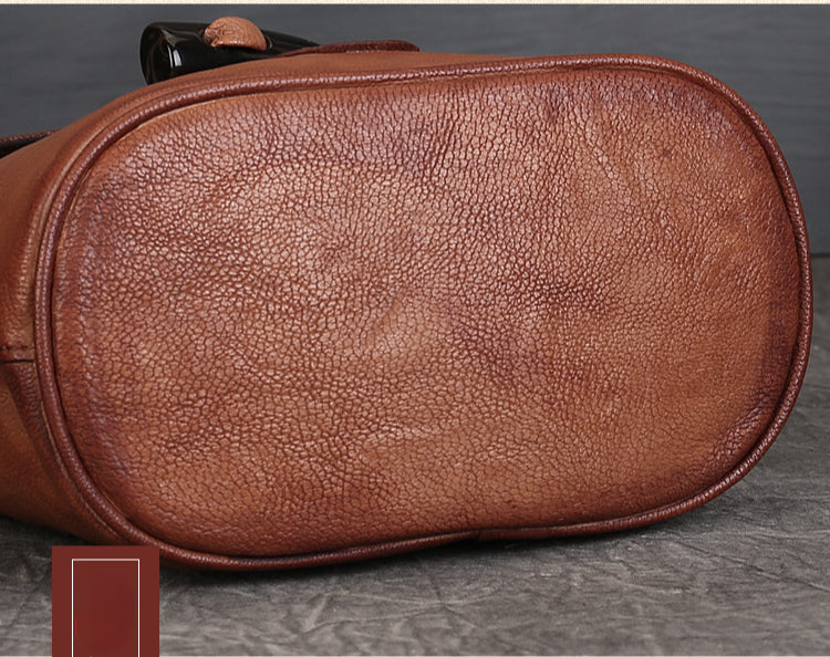 Vintage Bucket Bag – Full-Grain Leather Mix-and-Match Crossbody Tote Bags-crossbody bags-Black-Free Shipping Leatheretro