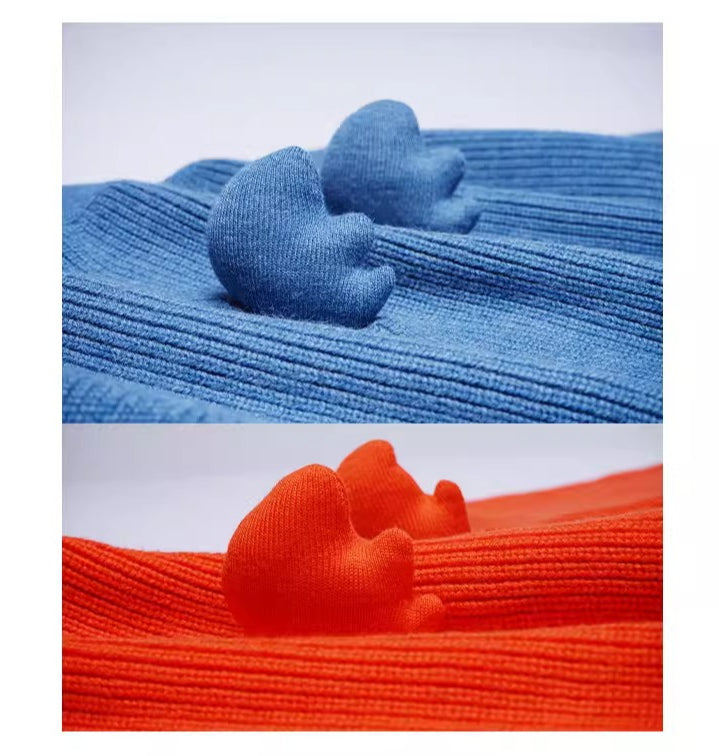 CLP Unisex Wing Design Oversized Knit Cardigan-Blue-Short Style-3 Buttons-Free Shipping Leatheretro