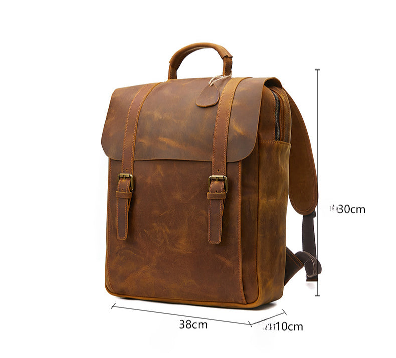 Genuine Leather Men's Backpack-Backpack-Black-30cm*10cm*38cm-Free Shipping Leatheretro
