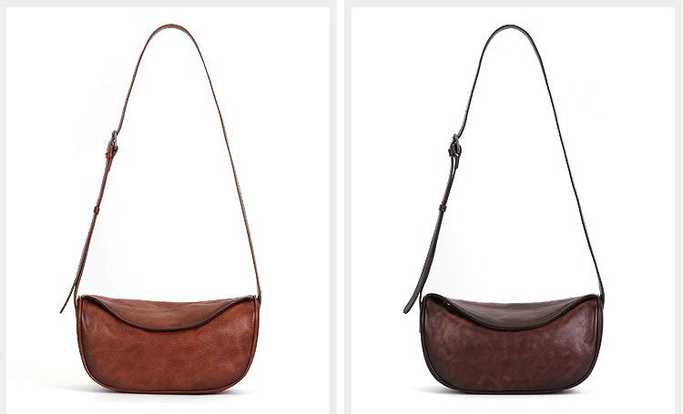 Vintage Dumpling Bag – Full-Grain Cowhide Leather Handmade Shoulder Bag-crossbody bags-Coffee-Free Shipping Leatheretro