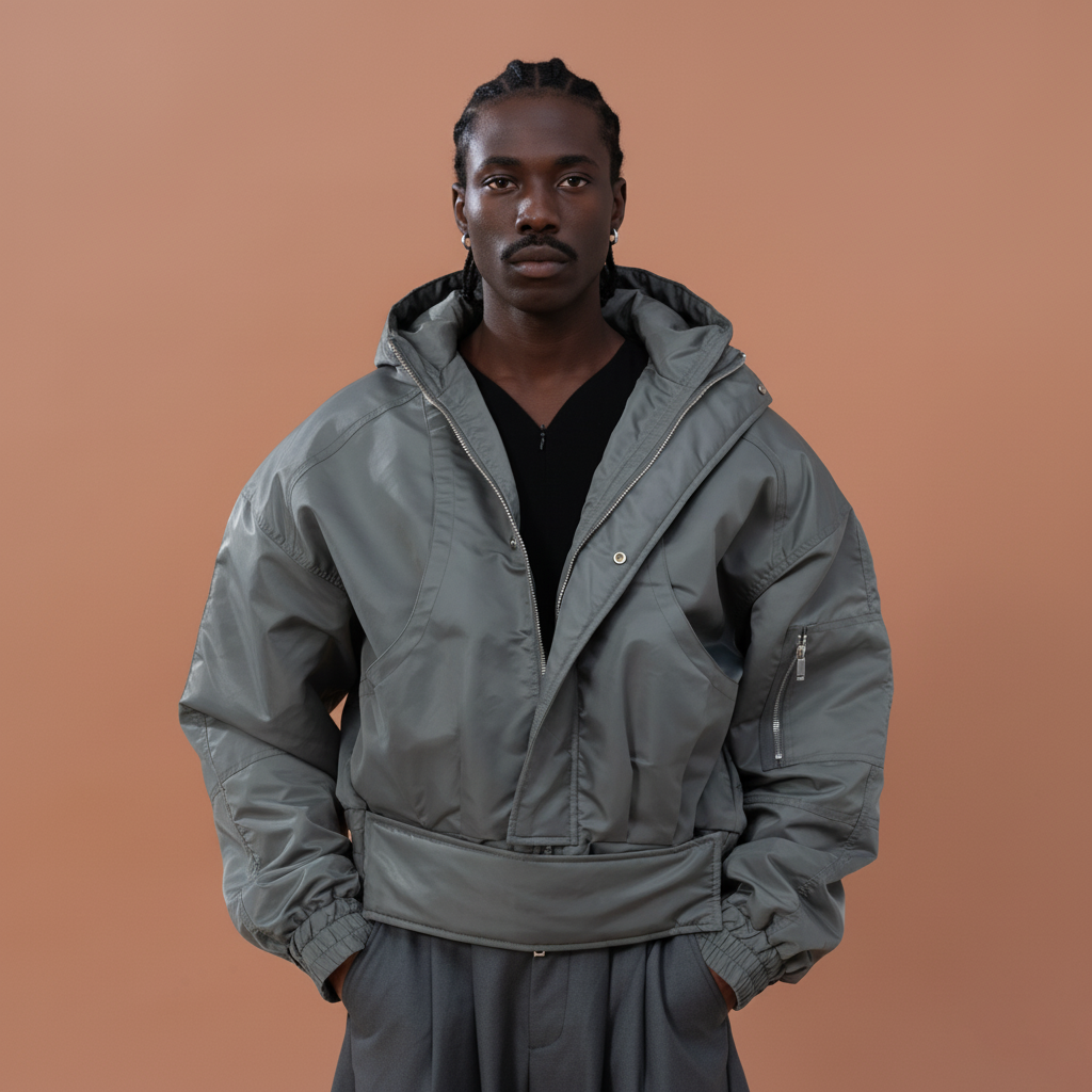 CLP Raglan Cropped Puffer Jacket-Jacket-M-Gray-Free Shipping Leatheretro