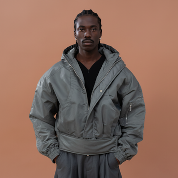 CLP Raglan Cropped Puffer Jacket-Jacket-M-Gray-Free Shipping Leatheretro