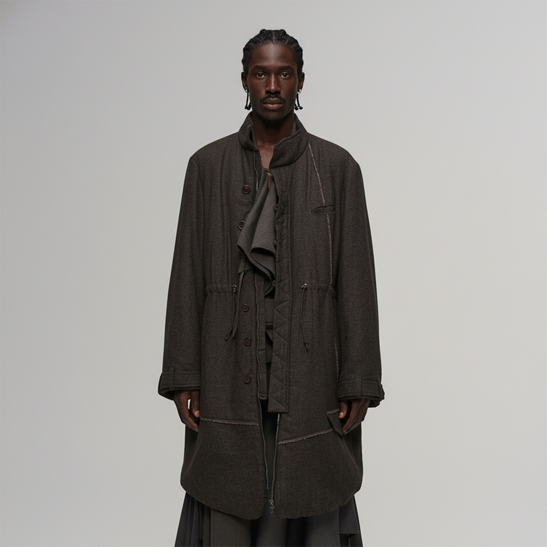 ILNya Nieternite Nifutur Asym Hem Drawcord Wool-Blend Parka-Jacket-S(0) (Preorder)-Free Shipping Leatheretro