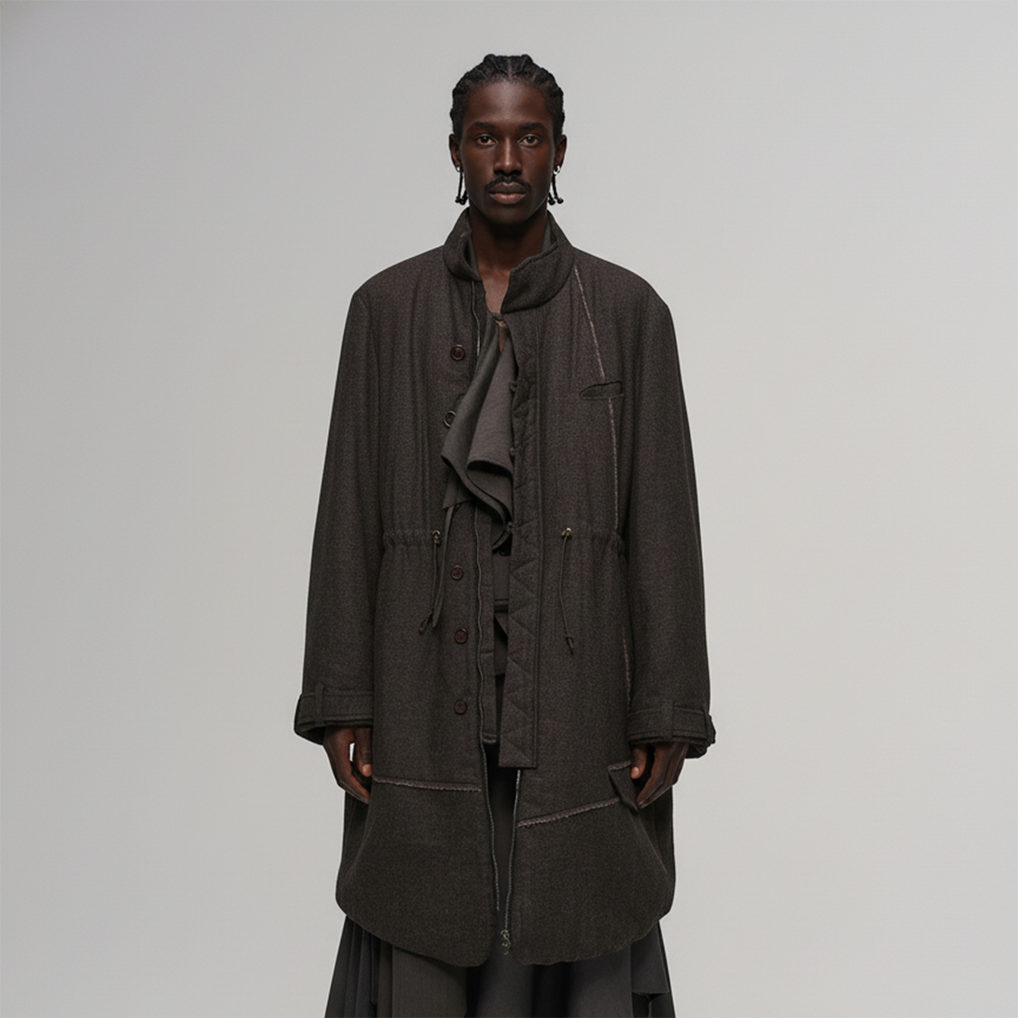 ILNya Nieternite Nifutur Asym Hem Drawcord Wool-Blend Parka-Jacket-S(0) (Preorder)-Free Shipping Leatheretro