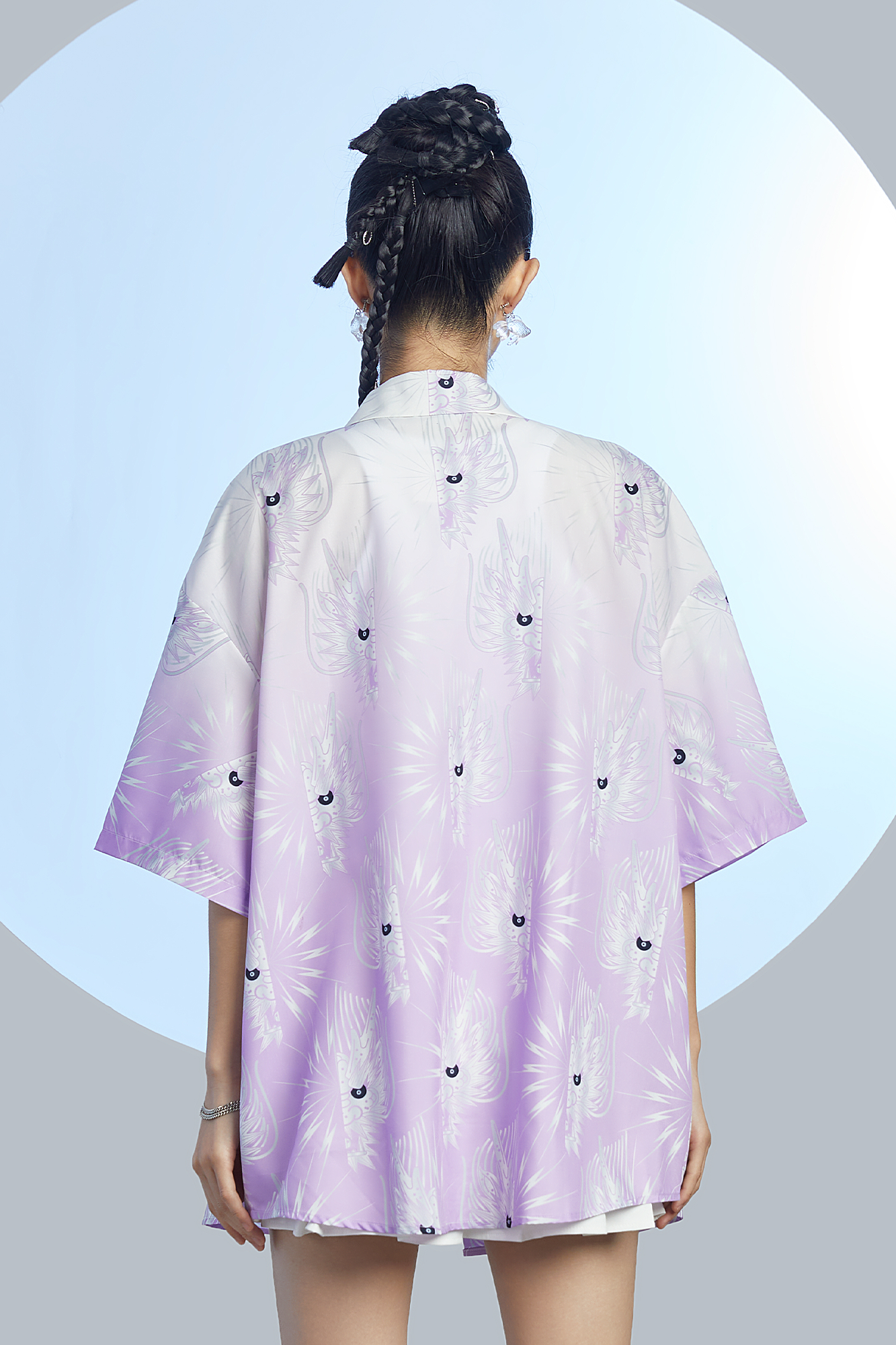 MASH UP ASIA Dragon Jacquard Half Shirt-Half shirt-M-Free Shipping Leatheretro