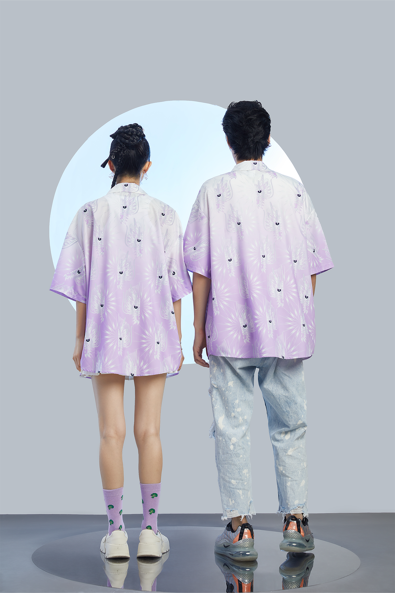 MASH UP ASIA Dragon Jacquard Half Shirt-Half shirt-M-Free Shipping Leatheretro
