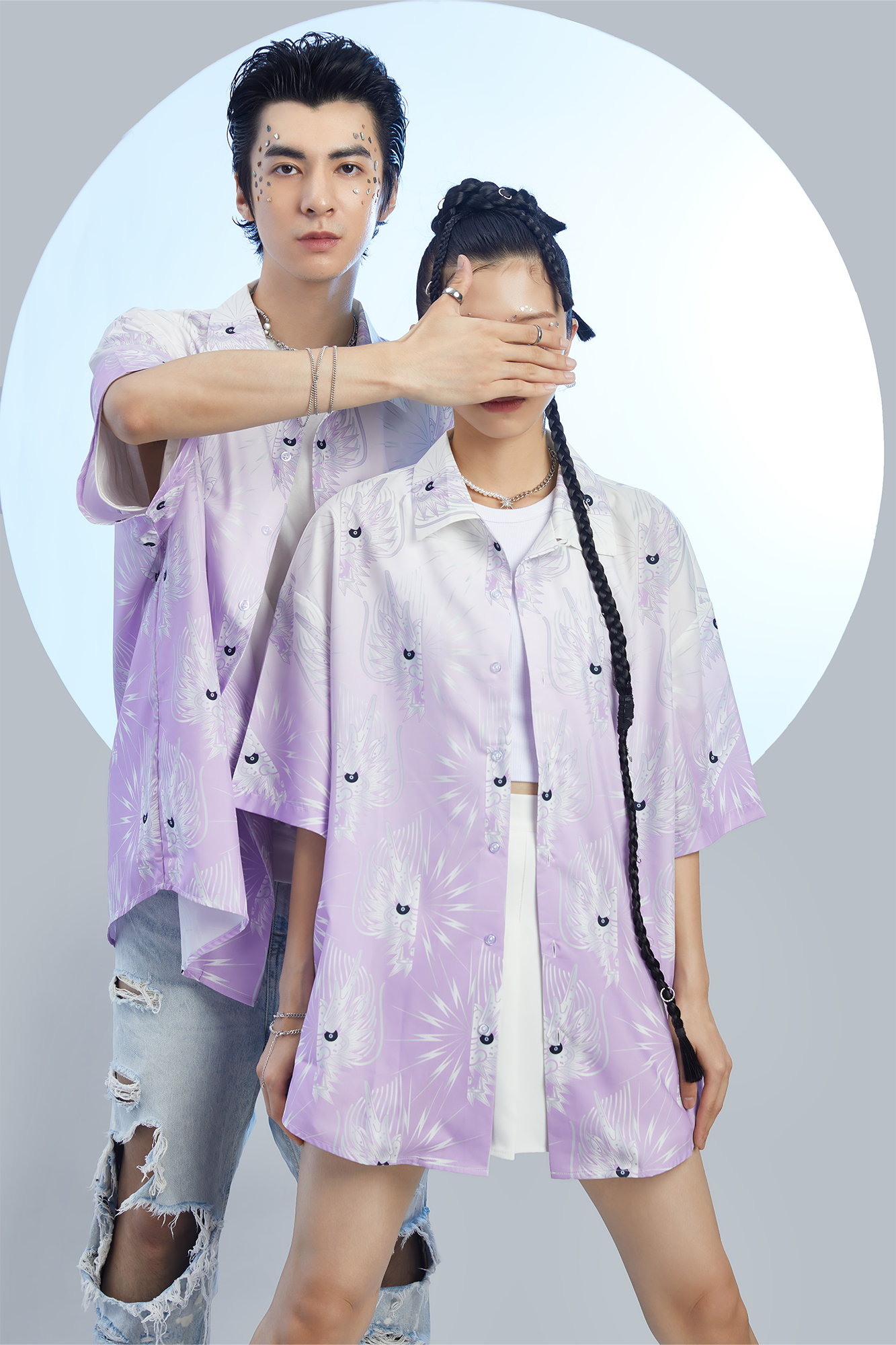 MASH UP ASIA Dragon Jacquard Half Shirt-Half shirt-M-Free Shipping Leatheretro