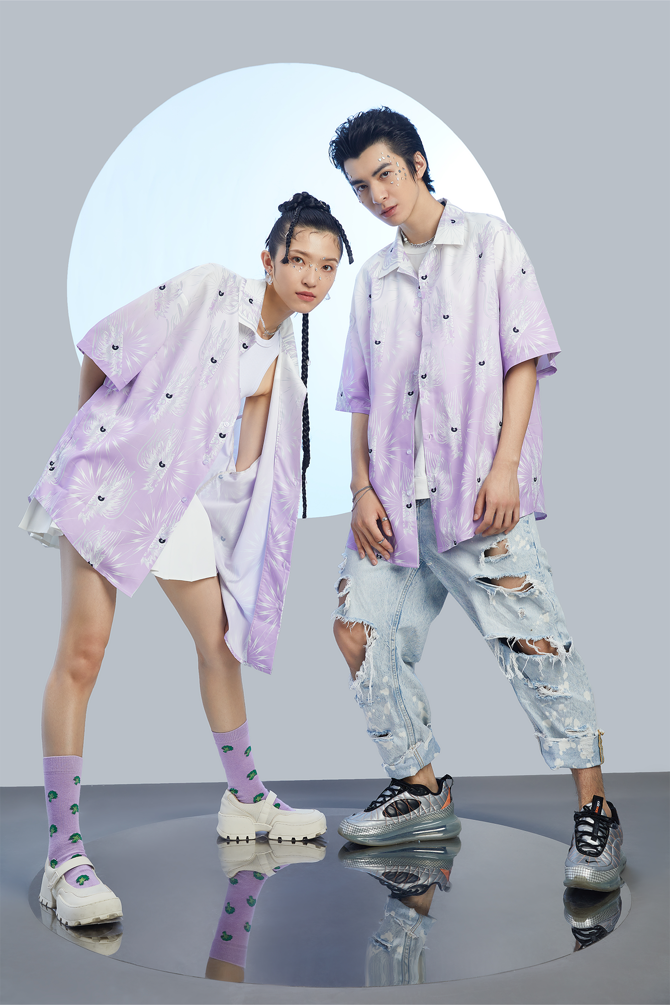 MASH UP ASIA Dragon Jacquard Half Shirt-Half shirt-M-Free Shipping Leatheretro