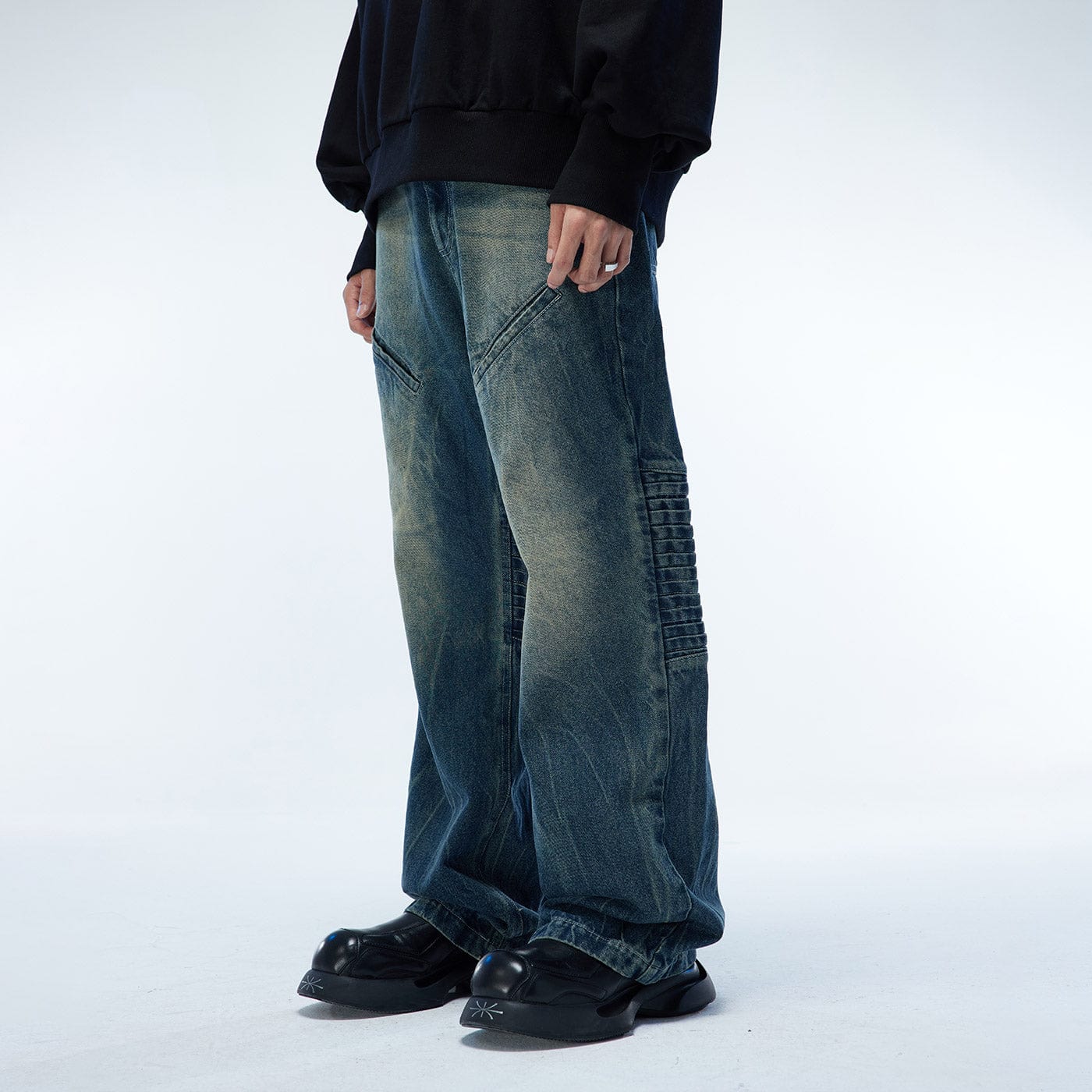 WHISTLEHUNTER Multi-Layered Washed Straight Jeans (Only Size M Left)-Jeans-S-Free Shipping Leatheretro