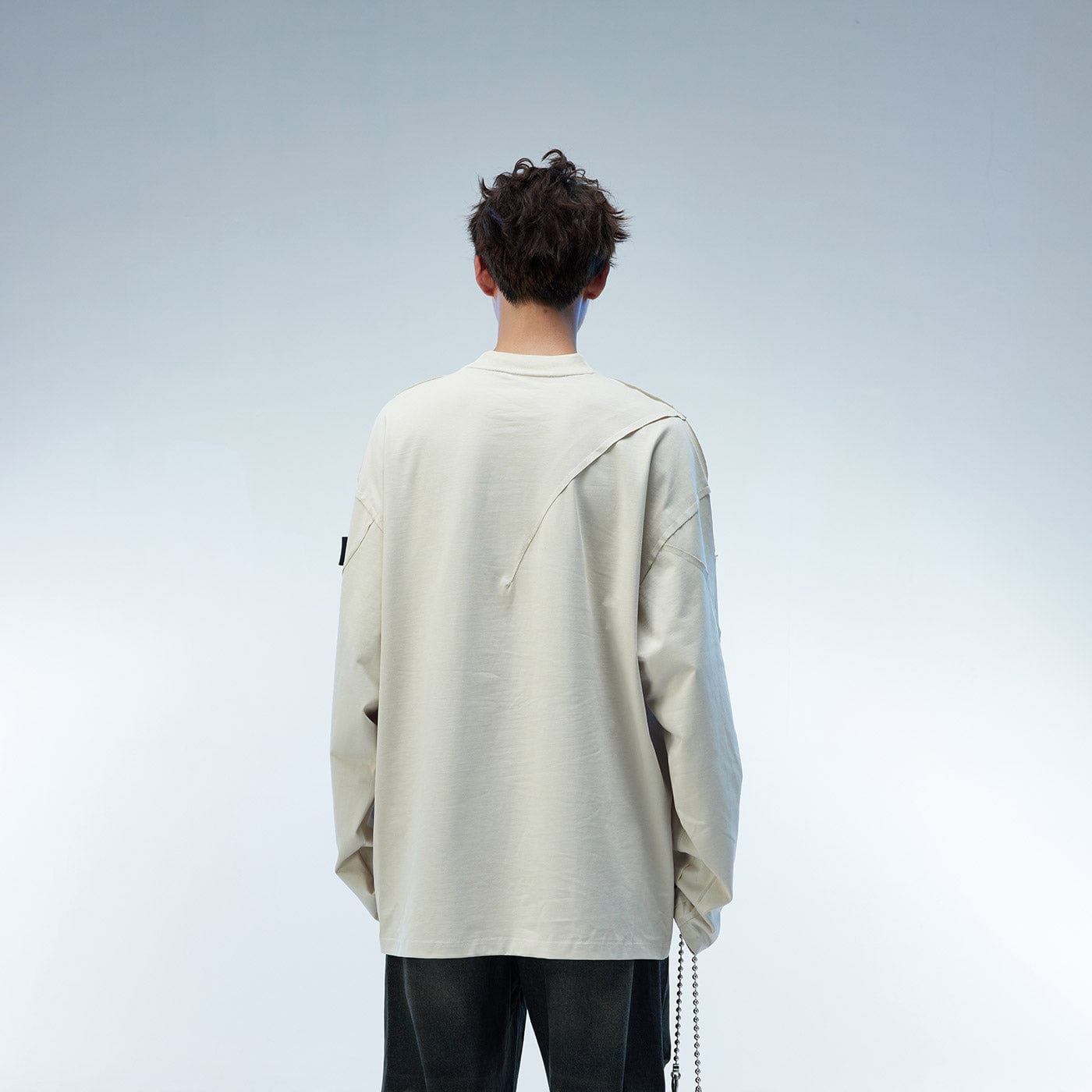 WHISTLEHUNTER Asymmetric Cut Logo Patched L/S Tee-L/S Tee-S-Free Shipping Leatheretro