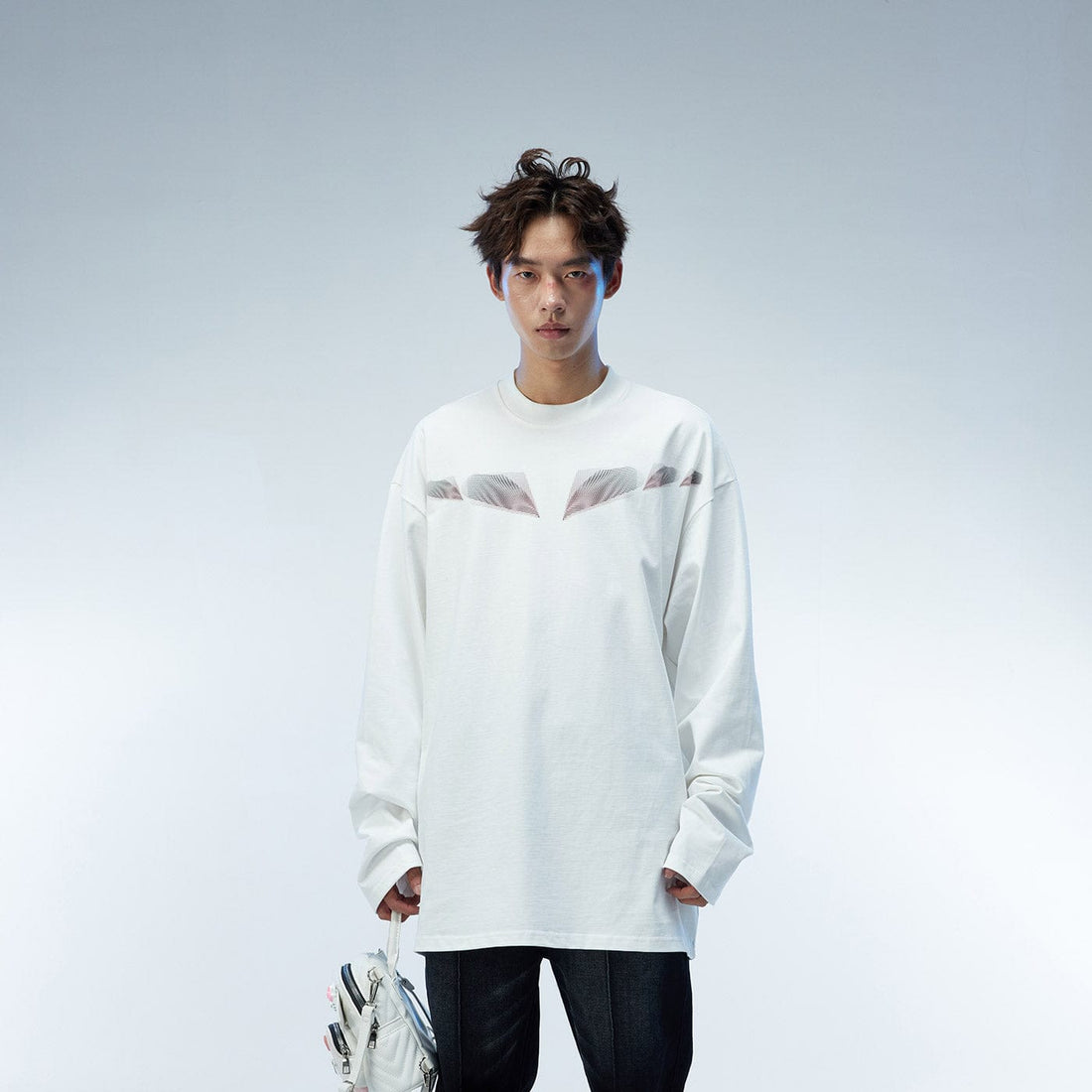 WHISTLEHUNTER Misaligned Hallucination Faux Leather Logo L/S Tee-L/S Tee-S-Free Shipping Leatheretro