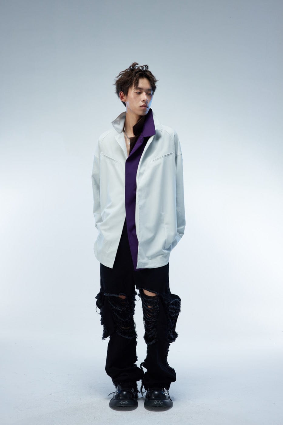 WHISTLEHUNTER Modern Caped Oversized Shirt-Shirt-S-Free Shipping Leatheretro