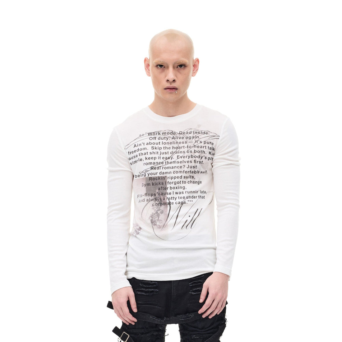WHISTLEHUNTER Graphic Slim-Fit Stretchable Long-Sleeve Tee-L/S Tee-S-Gray-Free Shipping Leatheretro