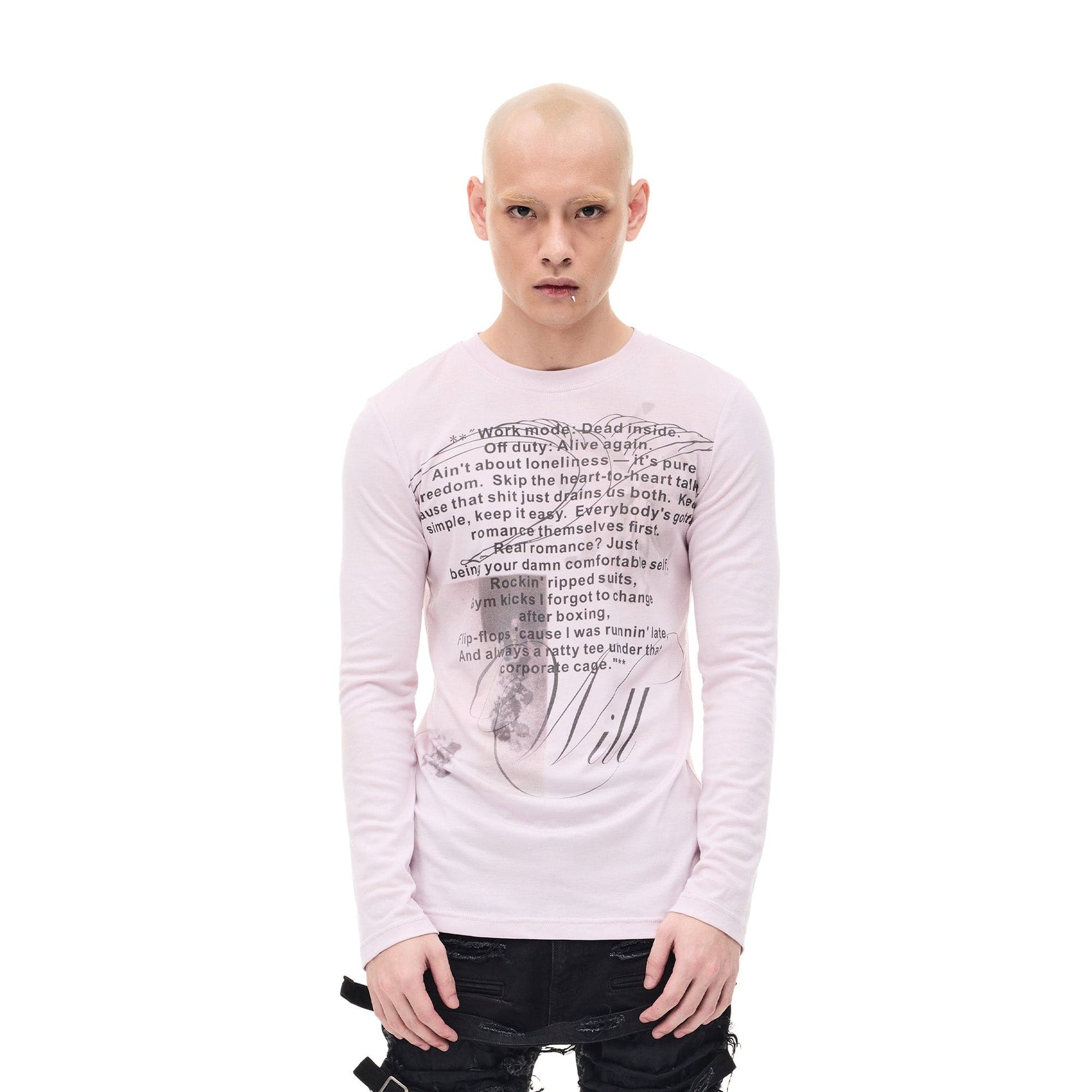WHISTLEHUNTER Graphic Slim-Fit Stretchable Long-Sleeve Tee-L/S Tee-S-Pink-Free Shipping Leatheretro