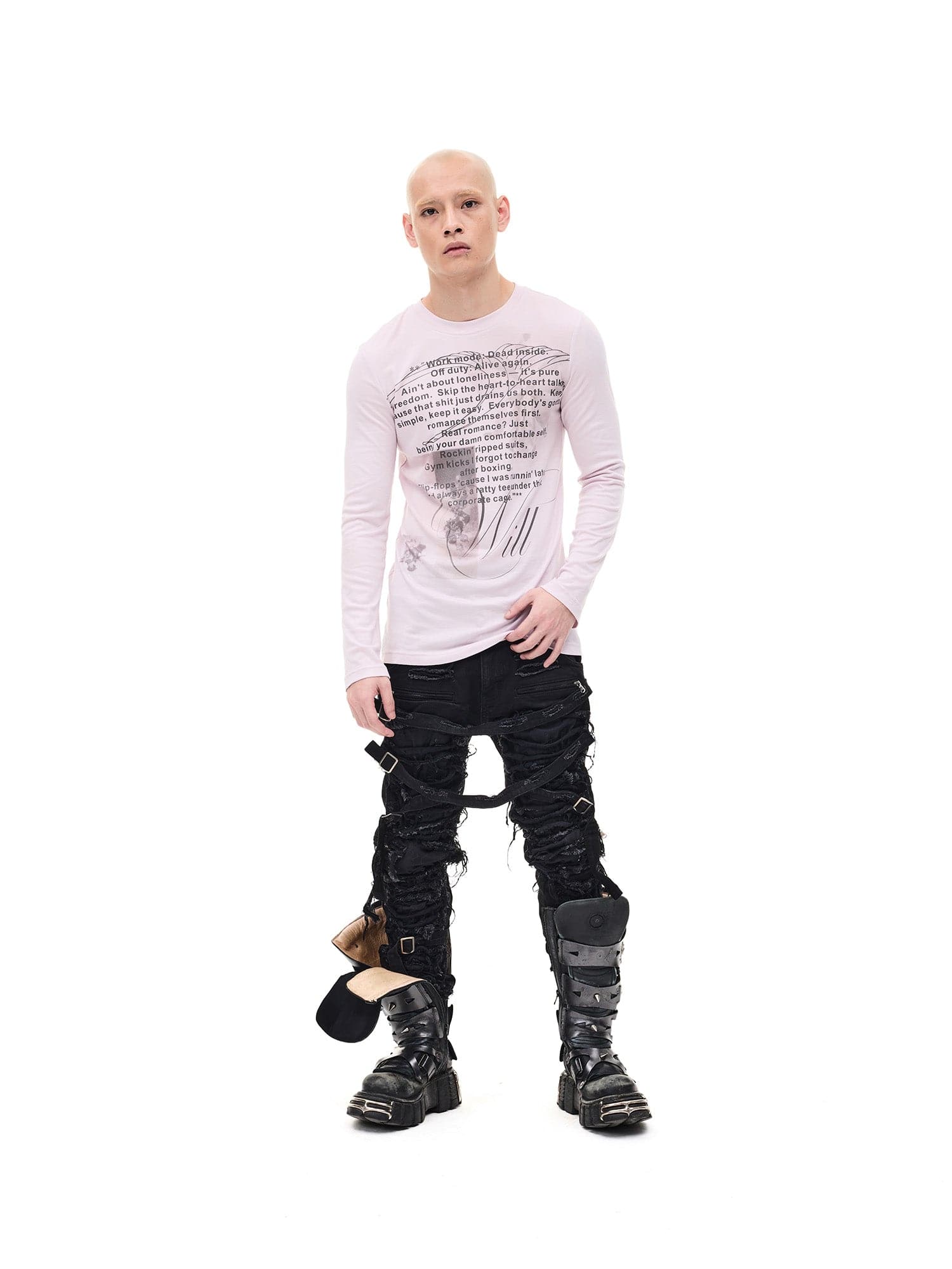 WHISTLEHUNTER Graphic Slim-Fit Stretchable Long-Sleeve Tee-L/S Tee-S-Gray-Free Shipping Leatheretro