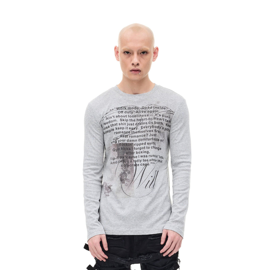 WHISTLEHUNTER Graphic Slim-Fit Stretchable Long-Sleeve Tee-L/S Tee-S-Gray-Free Shipping Leatheretro