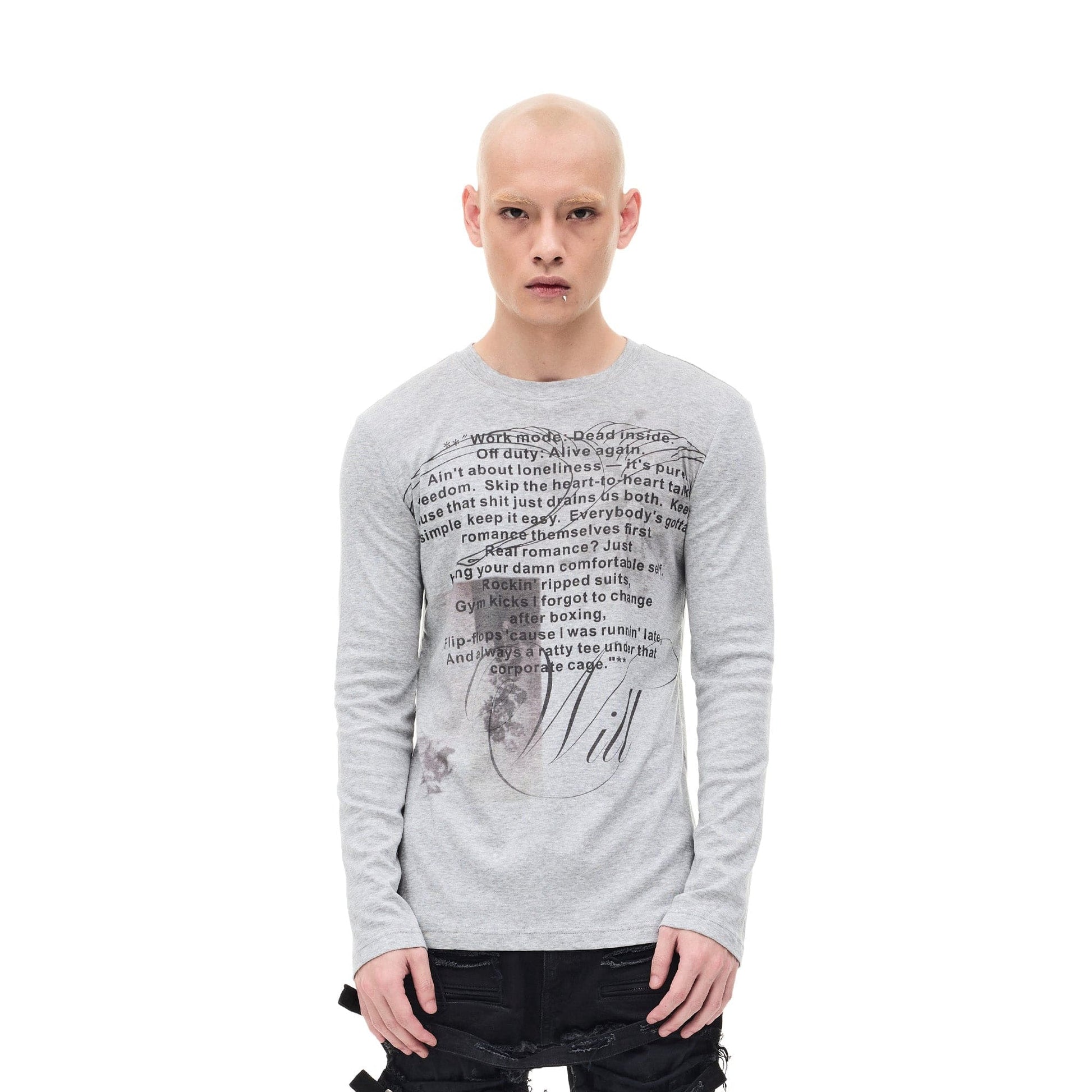 WHISTLEHUNTER Graphic Slim-Fit Stretchable Long-Sleeve Tee-L/S Tee-S-Gray-Free Shipping Leatheretro