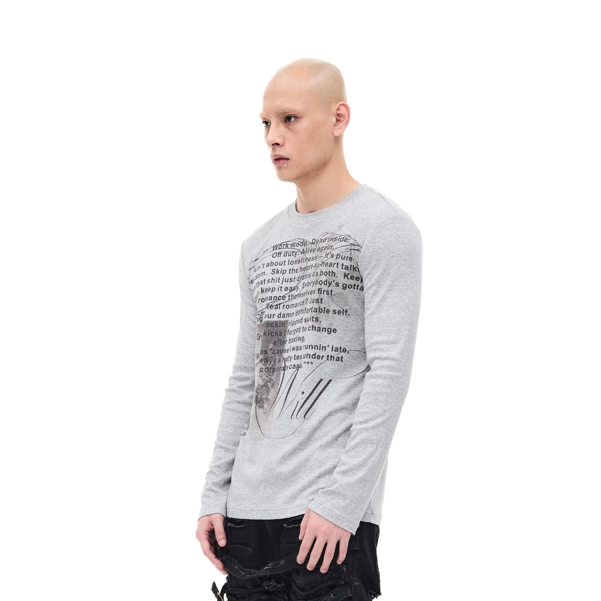 WHISTLEHUNTER Graphic Slim-Fit Stretchable Long-Sleeve Tee-L/S Tee-S-Gray-Free Shipping Leatheretro