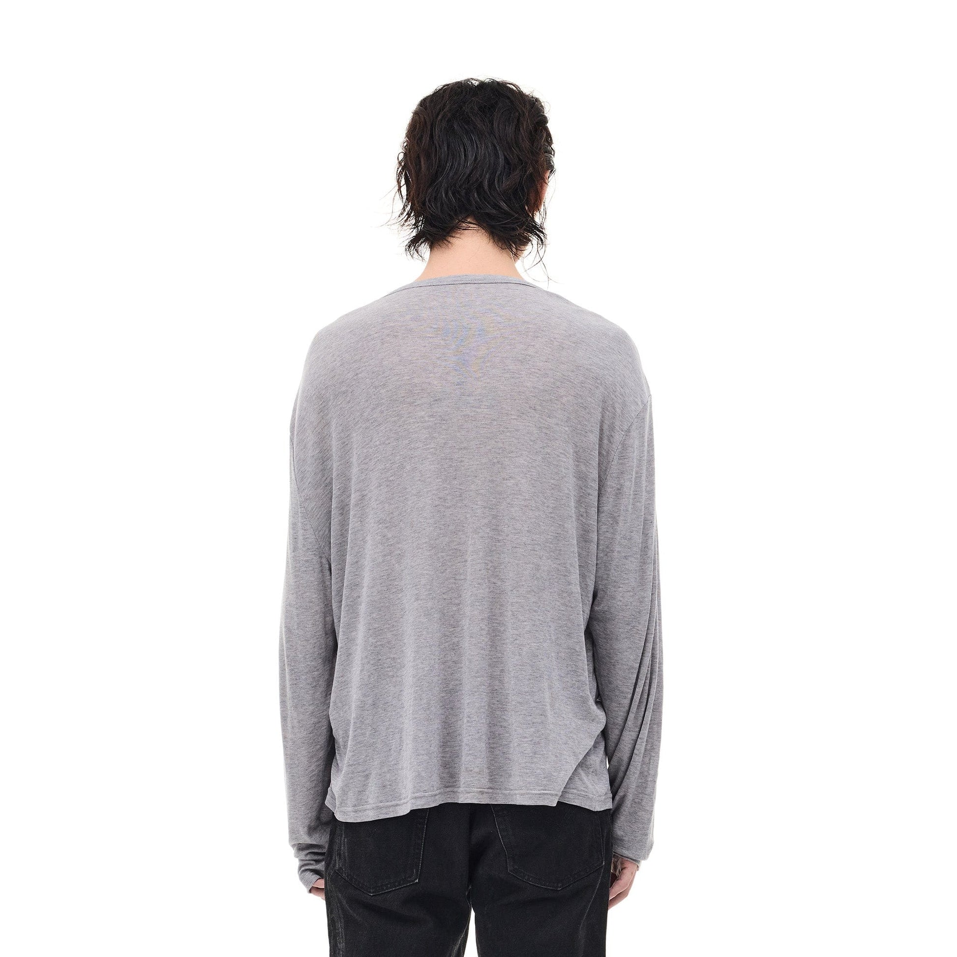 WHISTLEHUNTER Merino-Tencel Henley Graphic Long-Sleeve Tee-L/S Tee-S-Black-Free Shipping Leatheretro