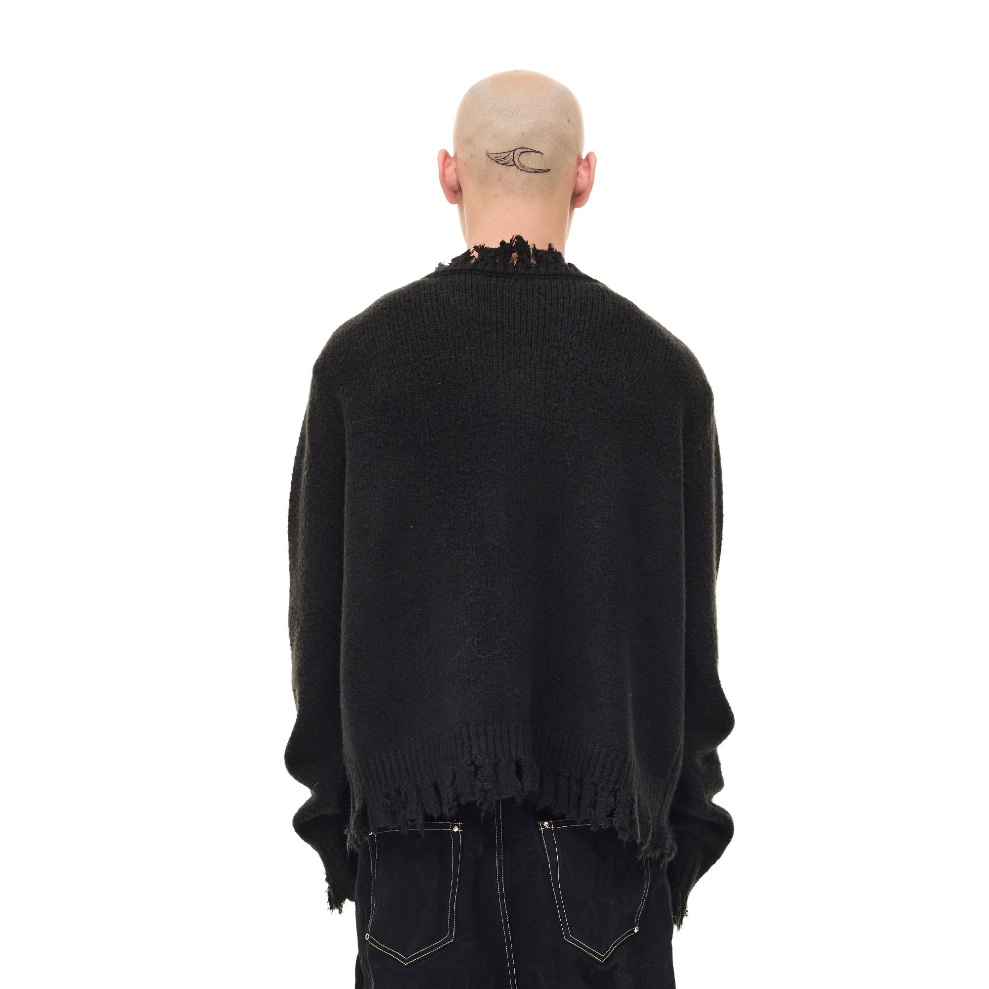 WHISTLEHUNTER Distressed Frayed-Edge Badge Cardigan-Sweater-S-Brown-Free Shipping Leatheretro