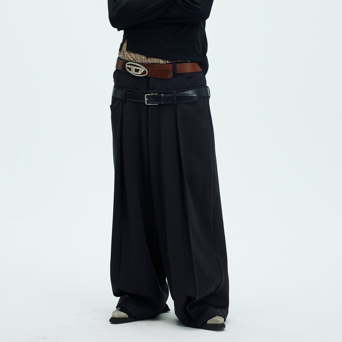 WHISTLEHUNTER Double-Waist Pleated Trousers-Pants-S-Free Shipping Leatheretro