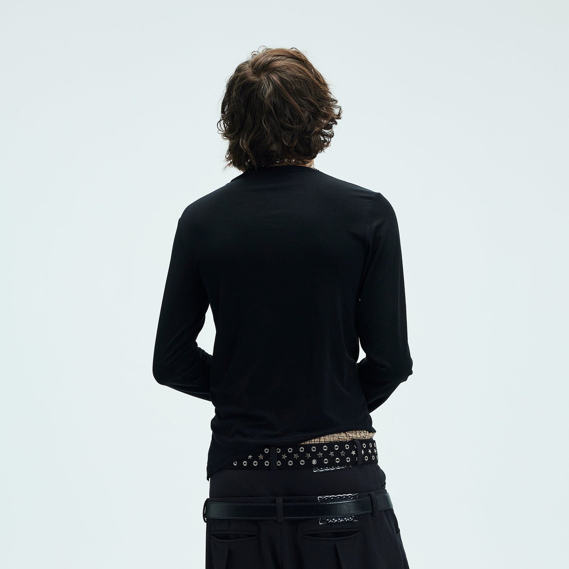 WHISTLEHUNTER Asymmetric Slim Long-Sleeve T-Shirt-L/S Tee-S-Black-Free Shipping Leatheretro