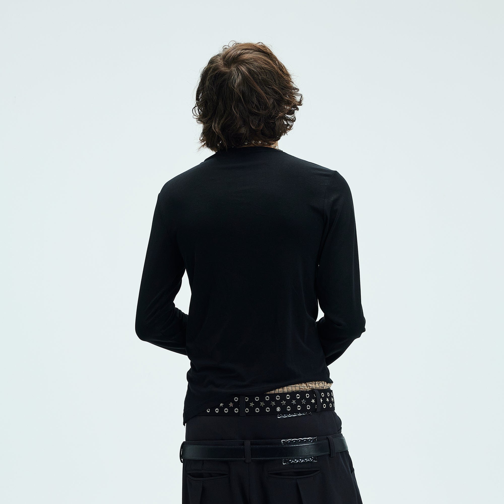 WHISTLEHUNTER Asymmetric Slim Long-Sleeve T-Shirt-L/S Tee-S-Black-Free Shipping Leatheretro