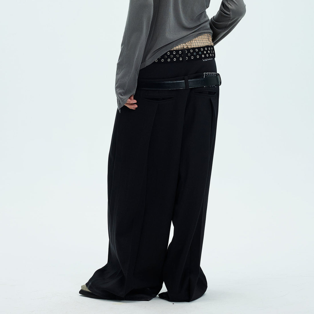 WHISTLEHUNTER Double-Waist Pleated Trousers-Pants-S-Free Shipping Leatheretro