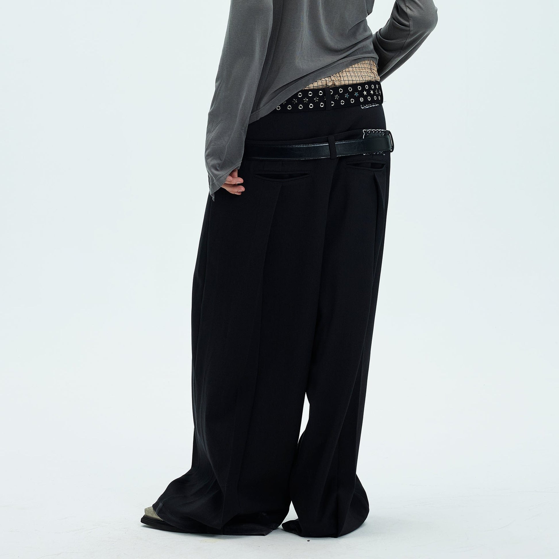WHISTLEHUNTER Double-Waist Pleated Trousers-Pants-S-Free Shipping Leatheretro