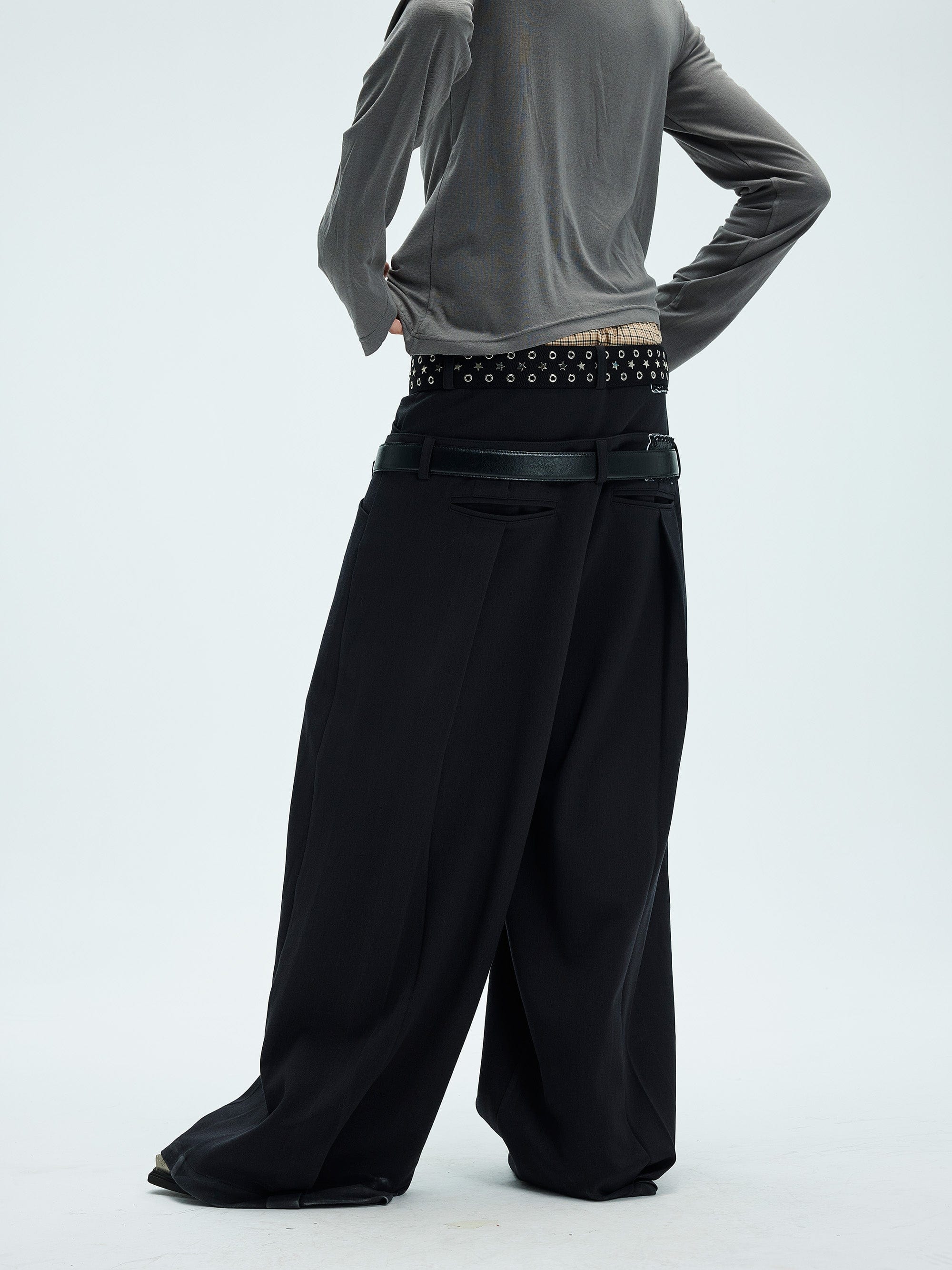 WHISTLEHUNTER Double-Waist Pleated Trousers-Pants-S-Free Shipping Leatheretro