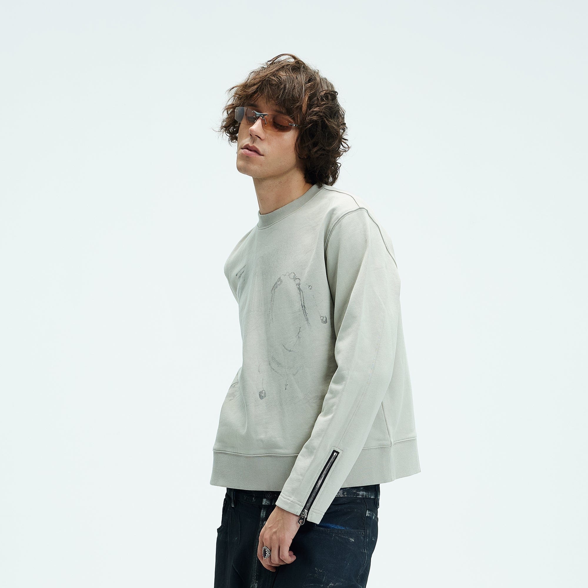 WHISTLEHUNTER Distressed Zipper Sweatshirt-Sweatshirt-S-Free Shipping Leatheretro