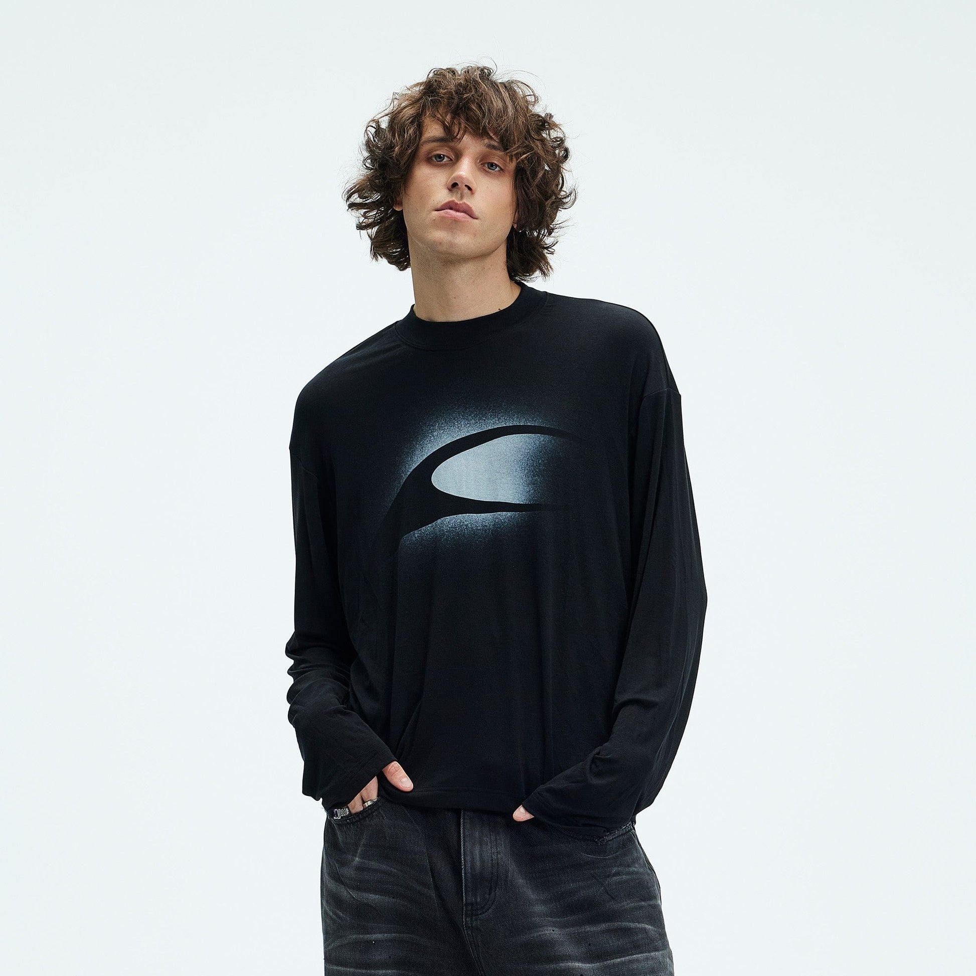 WHISTLEHUNTER Retro LOGO Long-Sleeve T-Shirt-L/S Tee-S-Black-Free Shipping Leatheretro