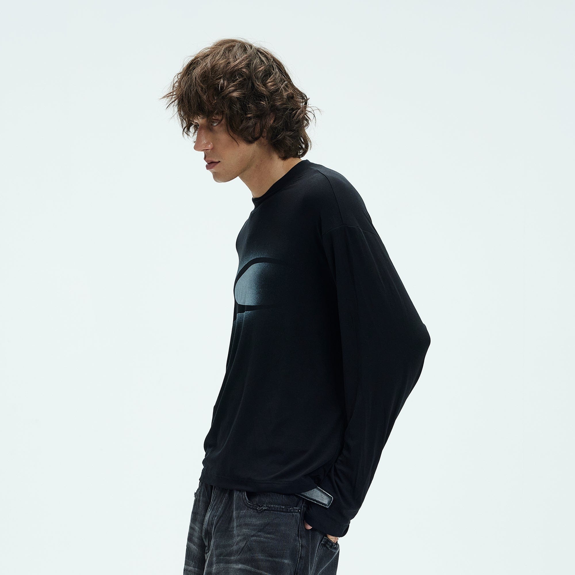 WHISTLEHUNTER Retro LOGO Long-Sleeve T-Shirt-L/S Tee-S-Black-Free Shipping Leatheretro