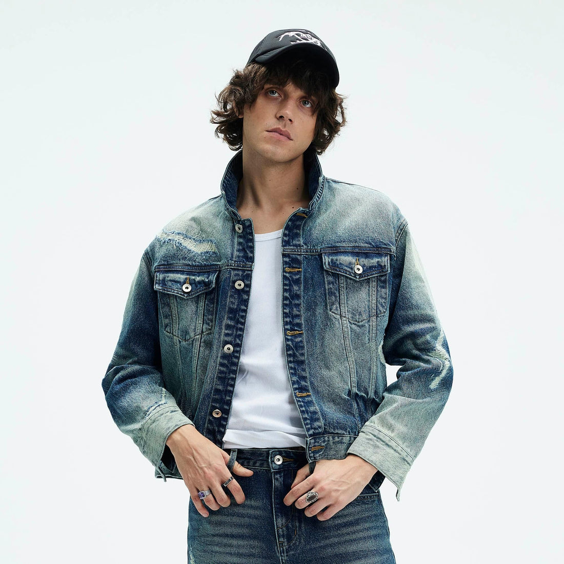 WHISTLEHUNTER Classic Distressed Ripped Denim Jacket-Jacket-S-Blue-Free Shipping Leatheretro