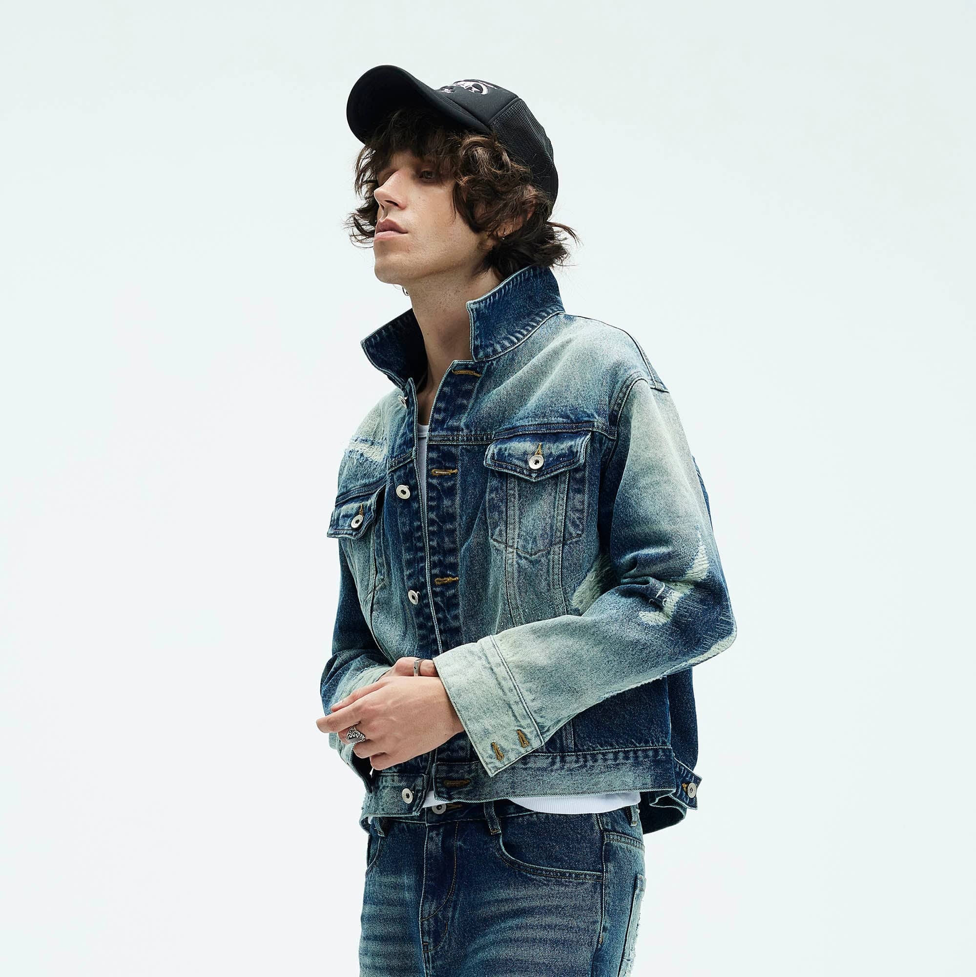 WHISTLEHUNTER Classic Distressed Ripped Denim Jacket-Jacket-S-Blue-Free Shipping Leatheretro
