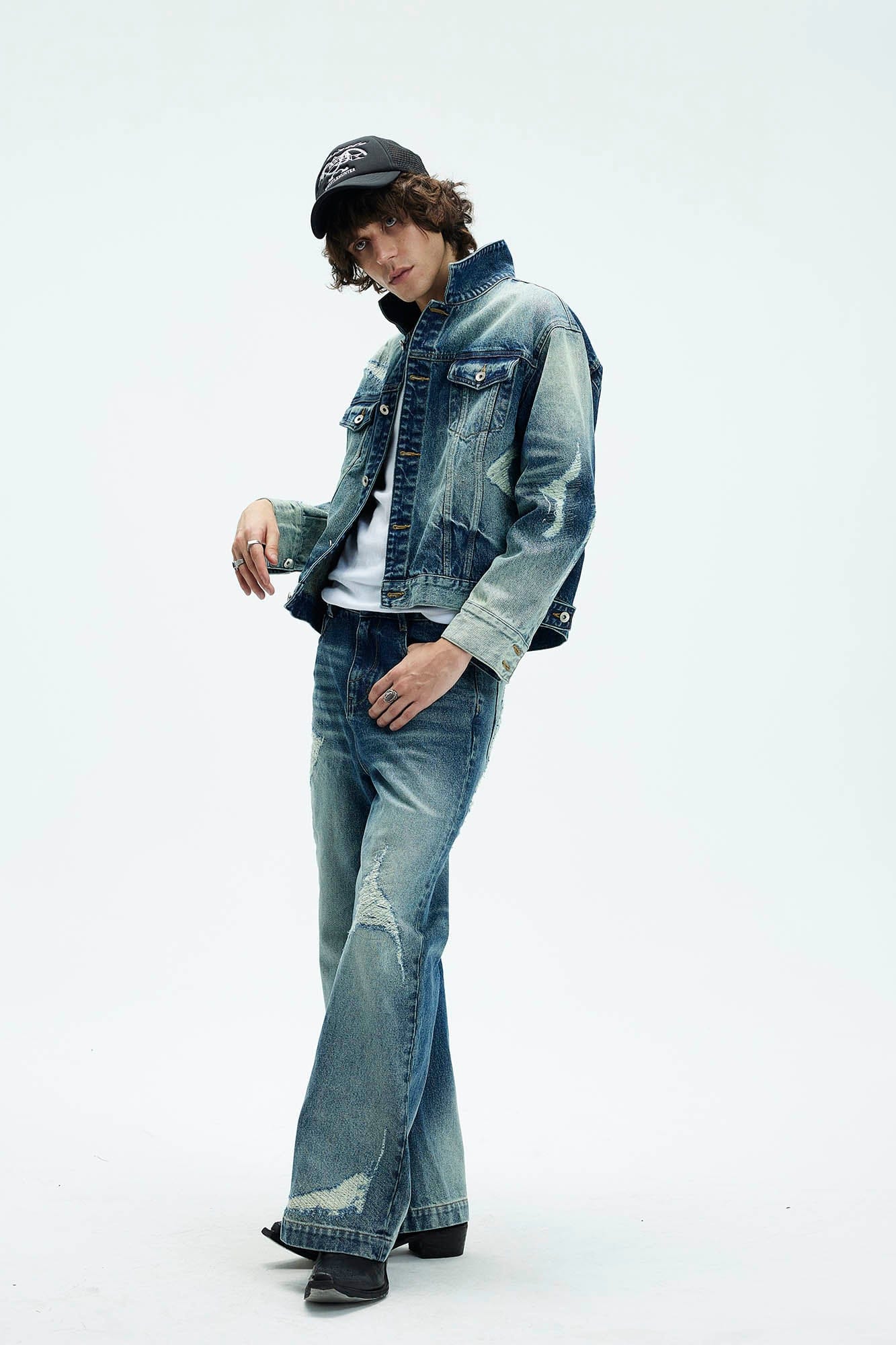 WHISTLEHUNTER Classic Distressed Ripped Denim Jacket-Jacket-S-Blue-Free Shipping Leatheretro