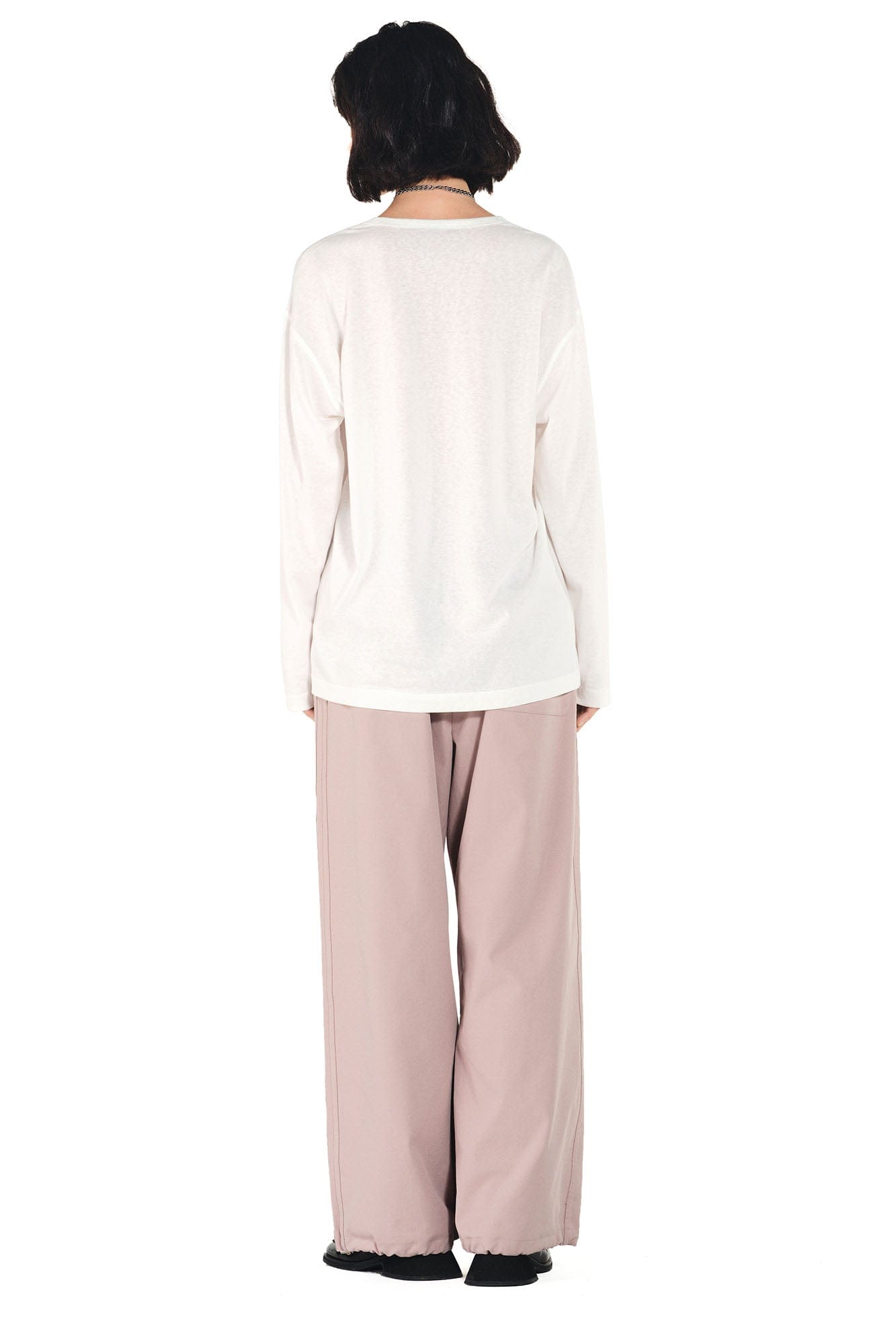 OVERLAPS Paneled Pleated-Knee Drawstring Wide-Leg Pants-Pants-S-Pink-Free Shipping Leatheretro