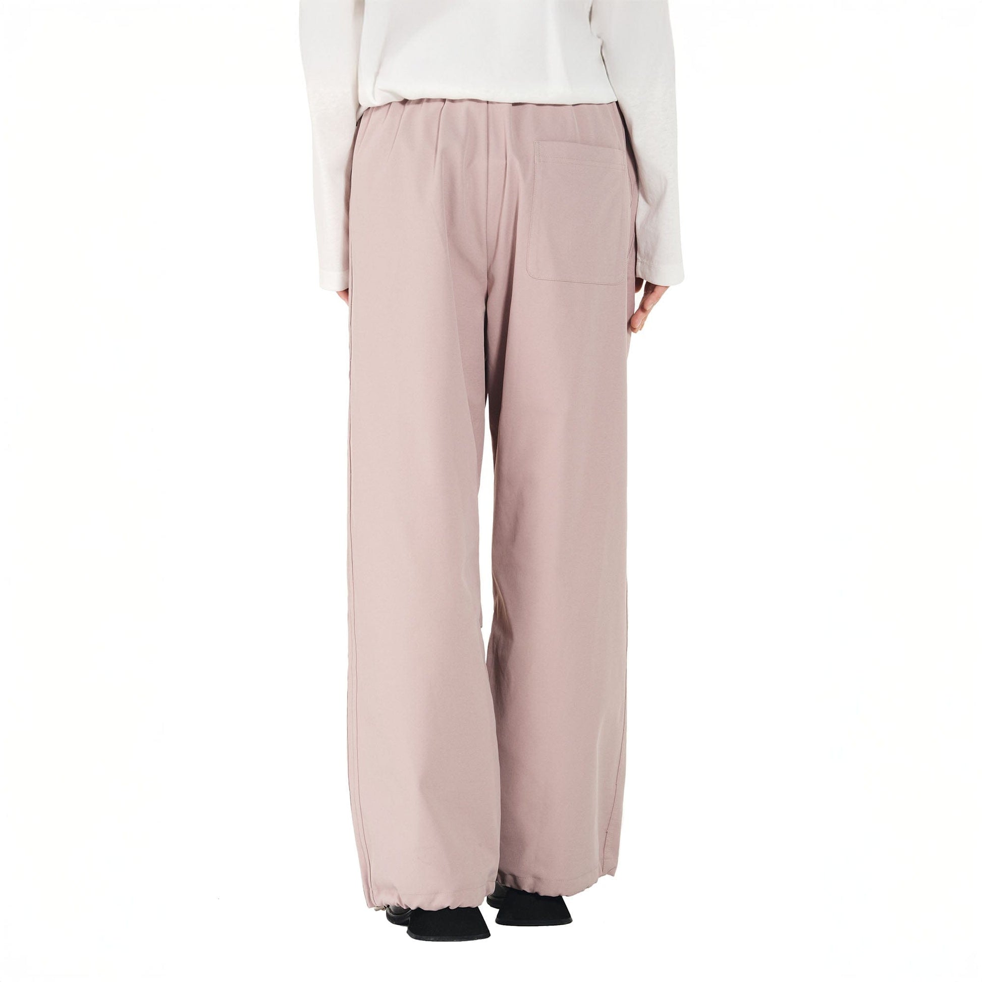 OVERLAPS Paneled Pleated-Knee Drawstring Wide-Leg Pants-Pants-S-Pink-Free Shipping Leatheretro