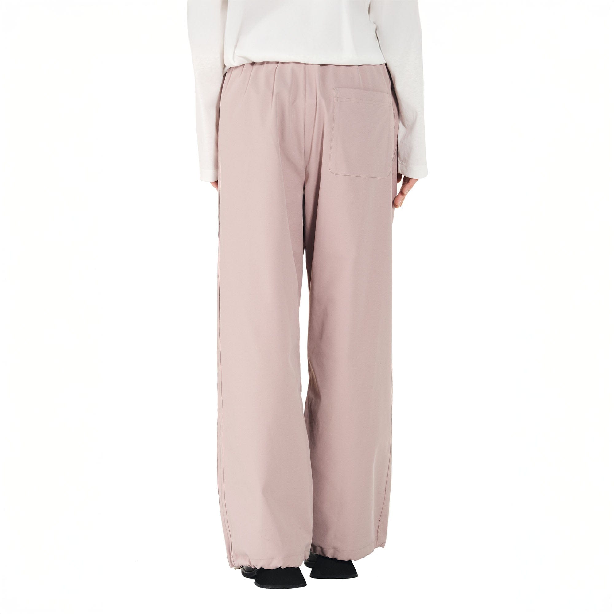 OVERLAPS Paneled Pleated-Knee Drawstring Wide-Leg Pants-Pants-S-Pink-Free Shipping Leatheretro